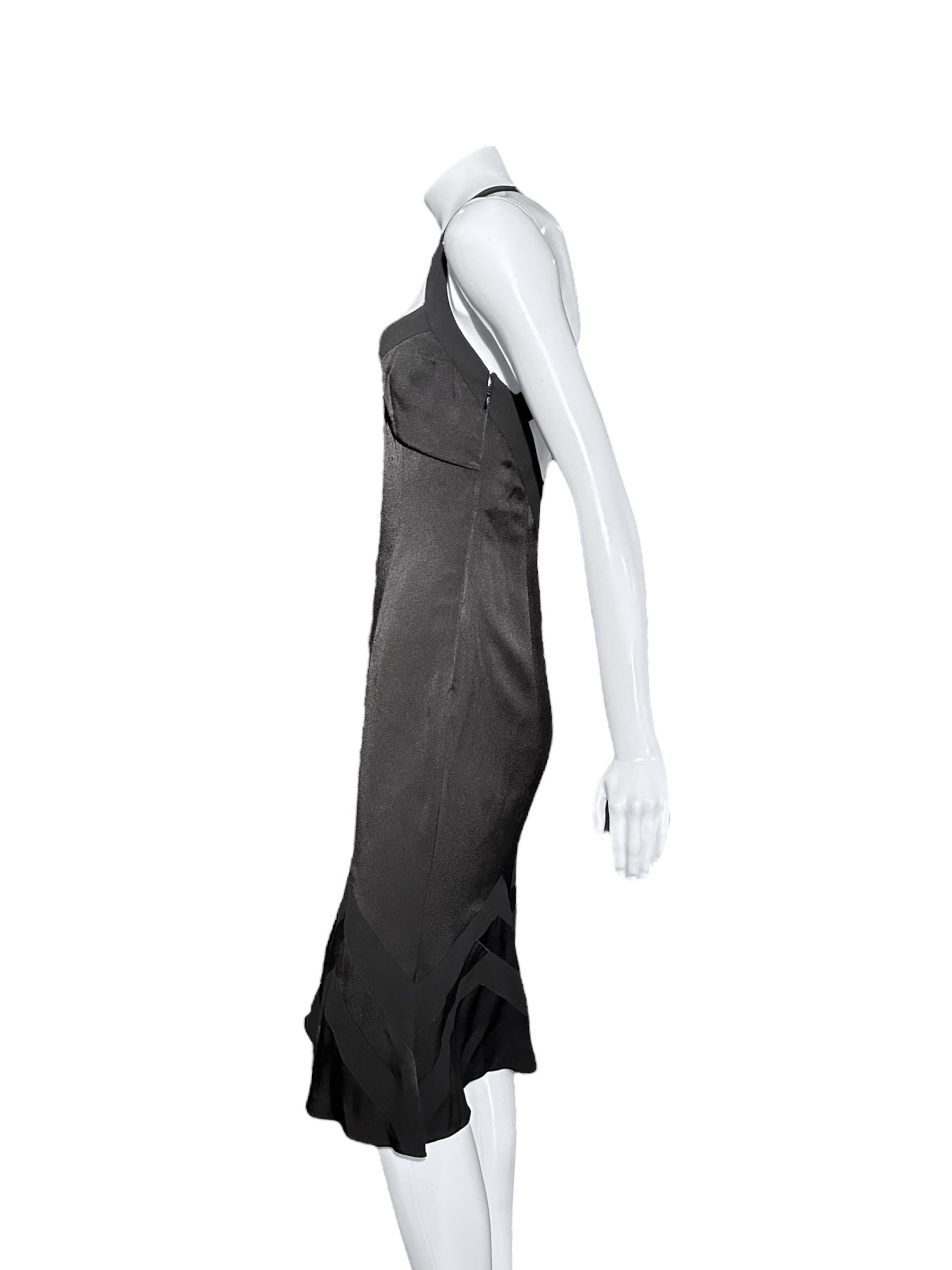 Christian Dior By John Galliano Fw 2004 Black Bias Cut Silk Slip Dress For Sale 3