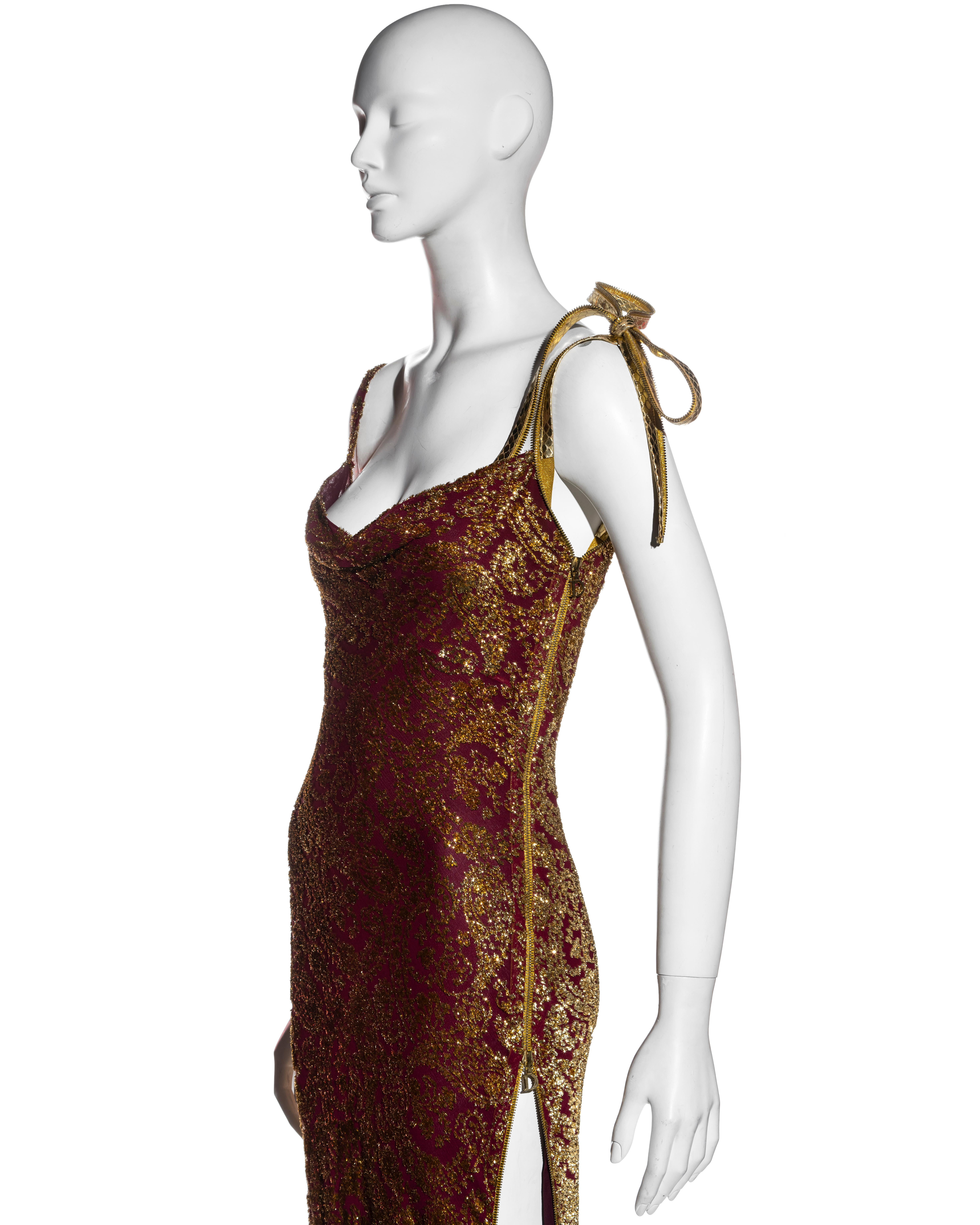 Christian Dior by John Galliano gold and burgundy silk evening dress, ss 2001 In Excellent Condition In London, GB