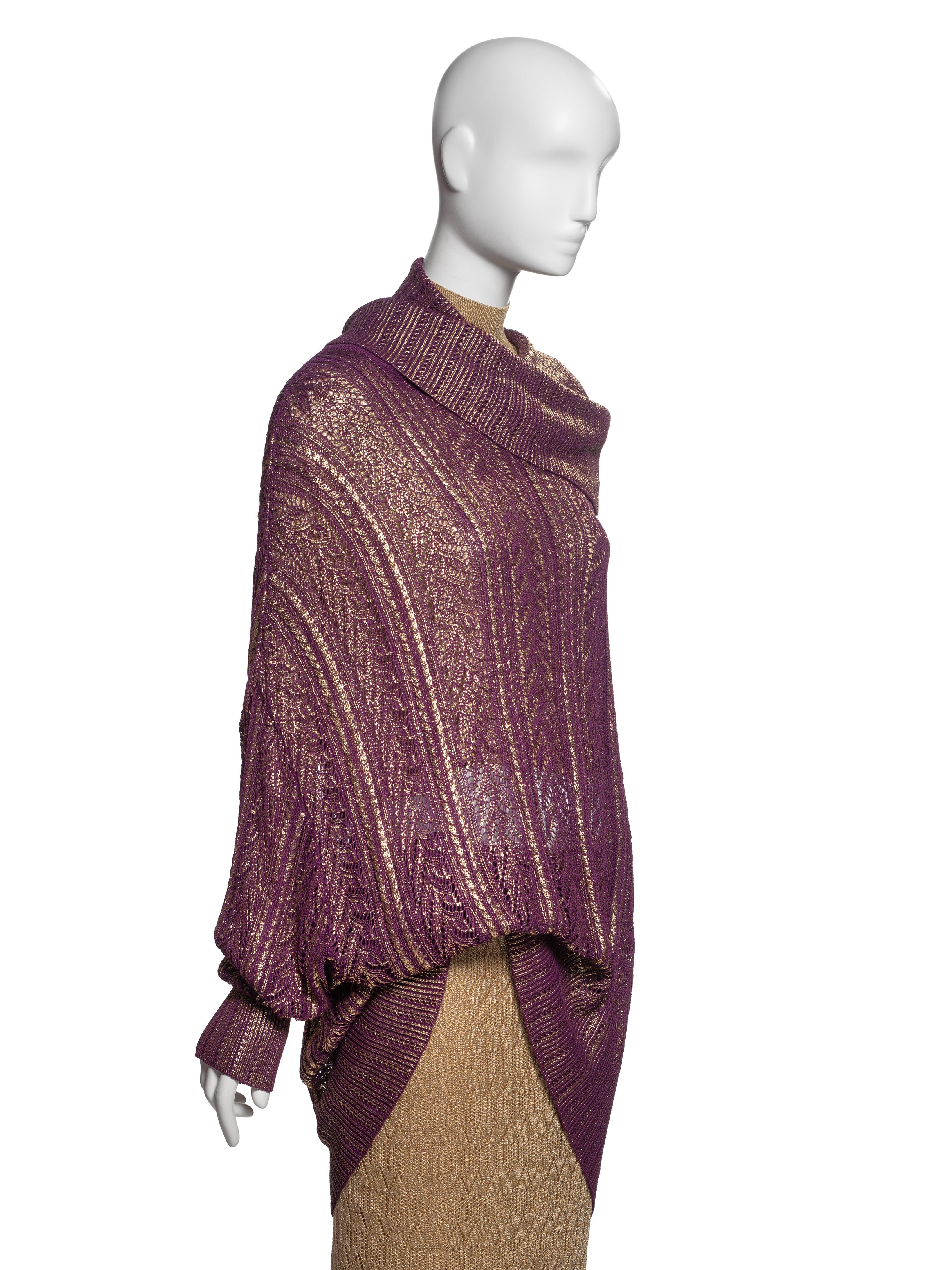 Ensemble 3 pièces en maille or et prune Christian Dior by John Galliano, FW 1998 en vente 7