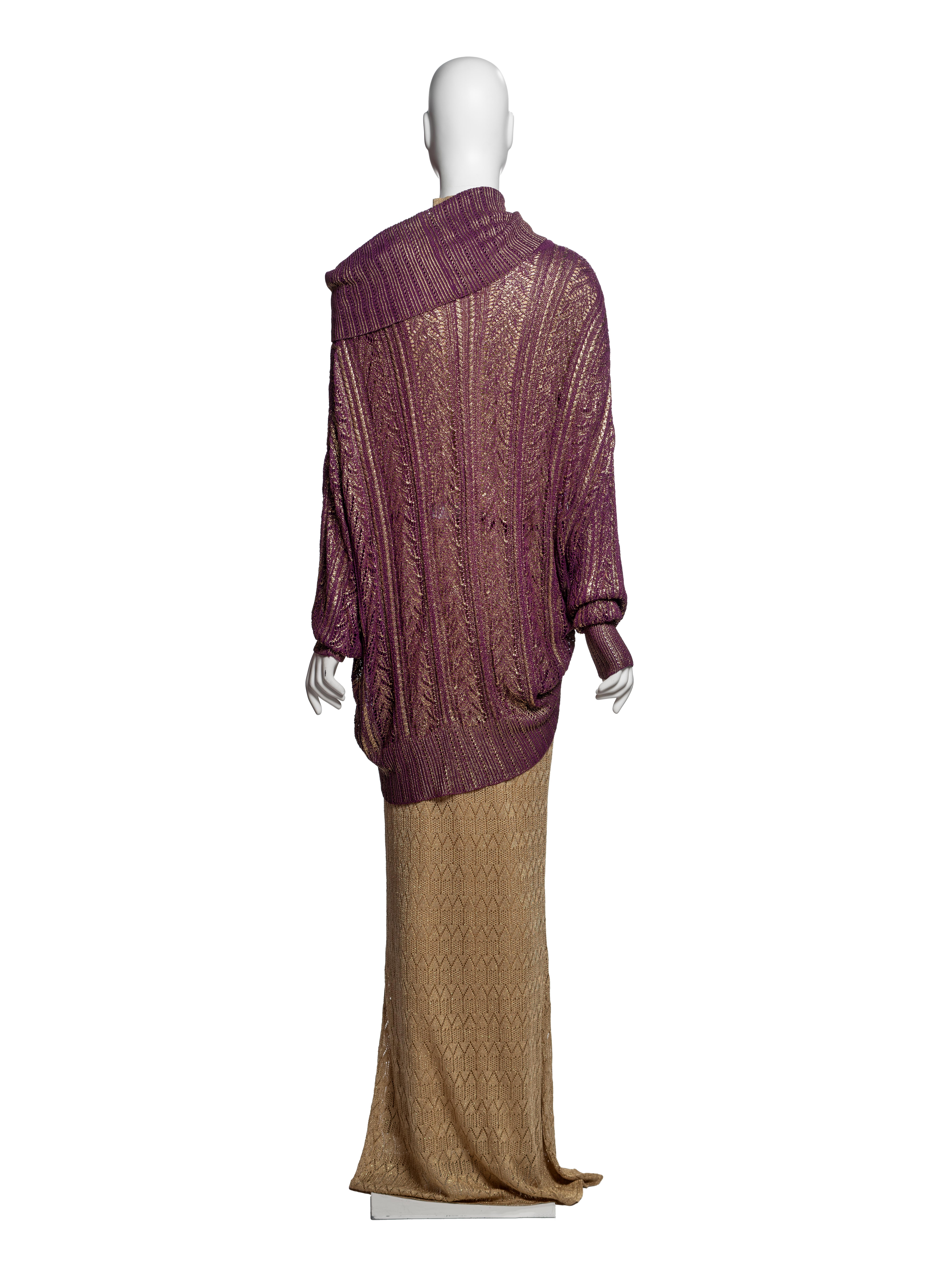 Ensemble 3 pièces en maille or et prune Christian Dior by John Galliano, FW 1998 en vente 10