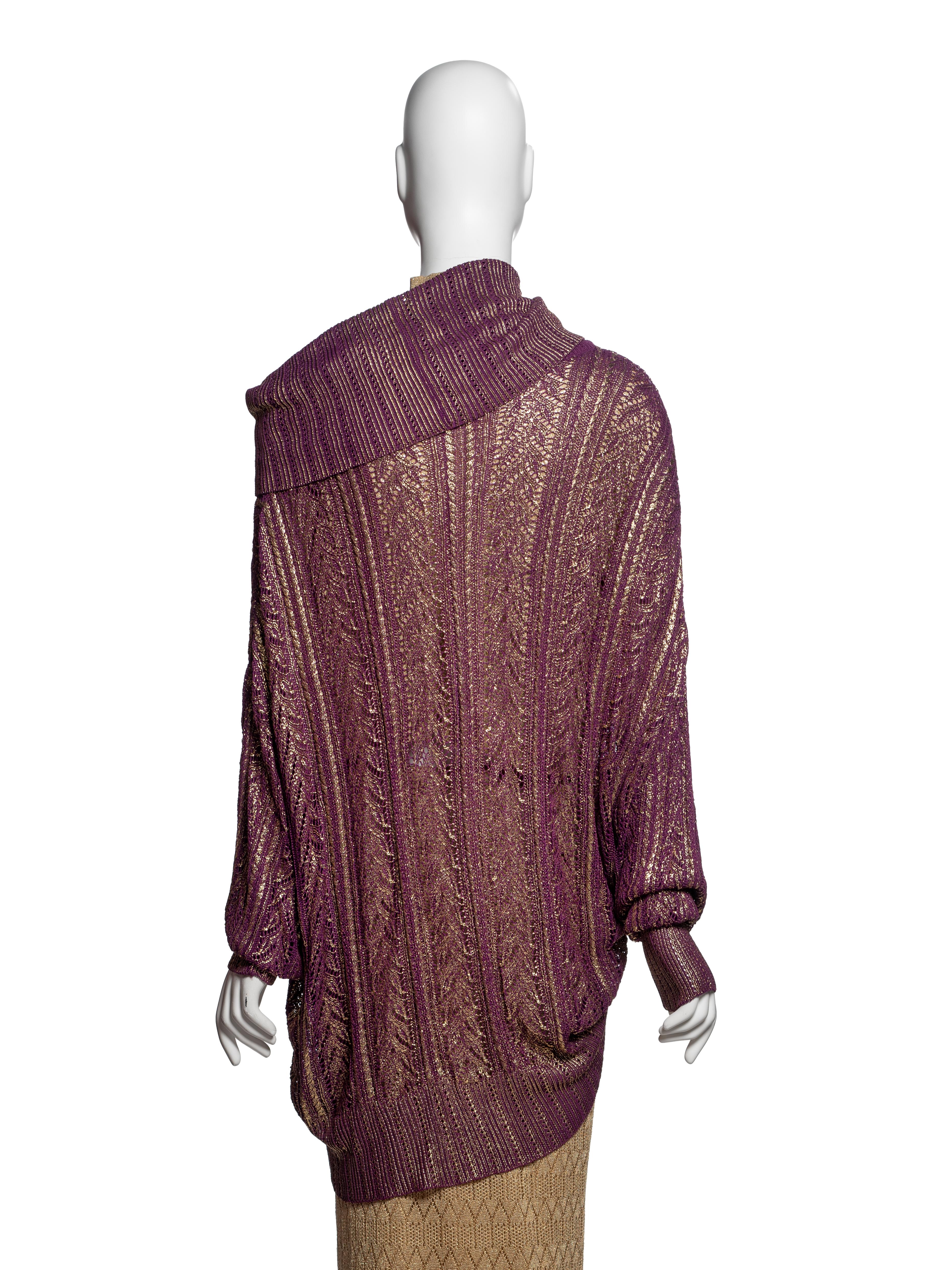 Ensemble 3 pièces en maille or et prune Christian Dior by John Galliano, FW 1998 en vente 11