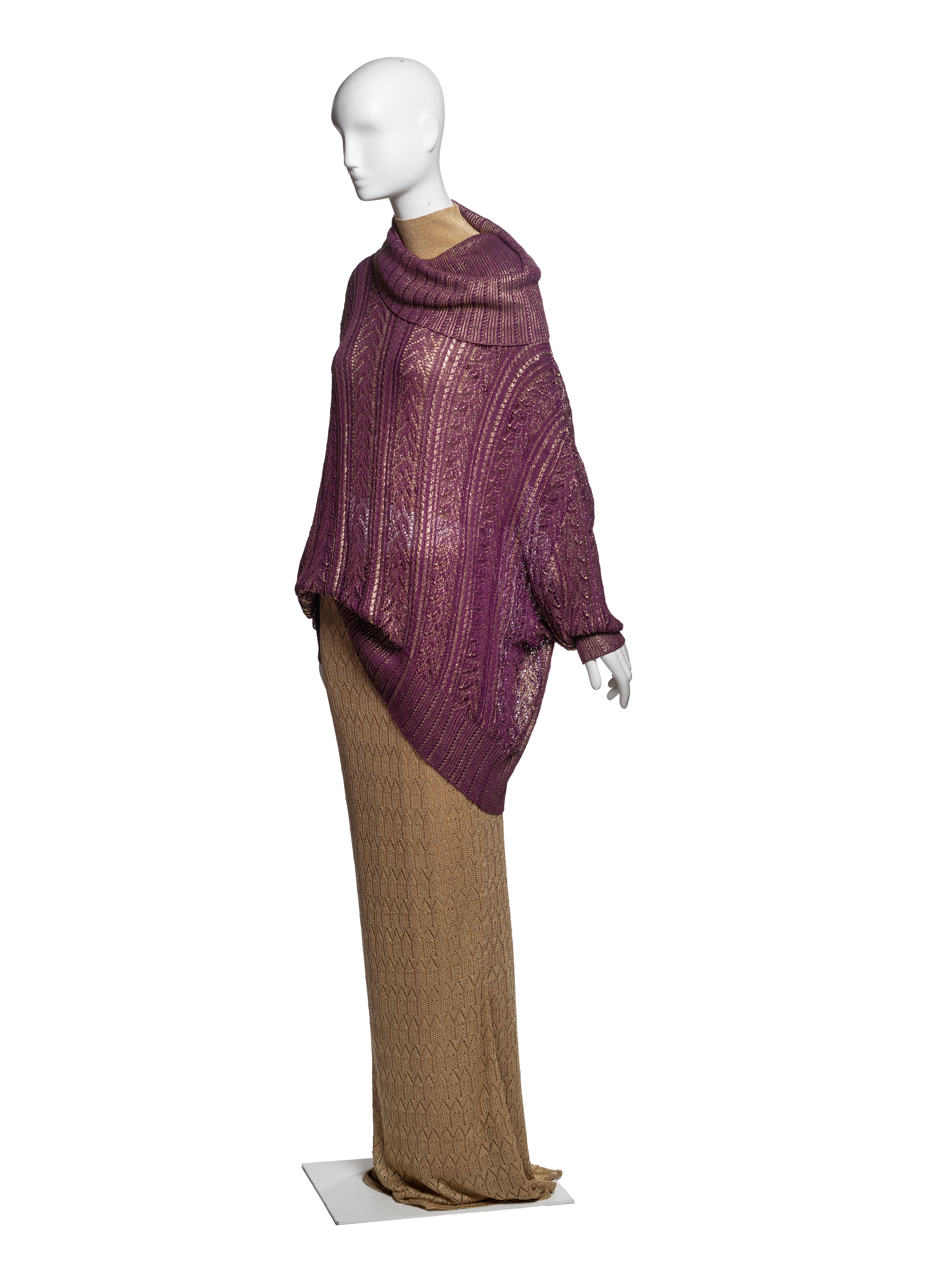 Ensemble 3 pièces en maille or et prune Christian Dior by John Galliano, FW 1998 en vente 13