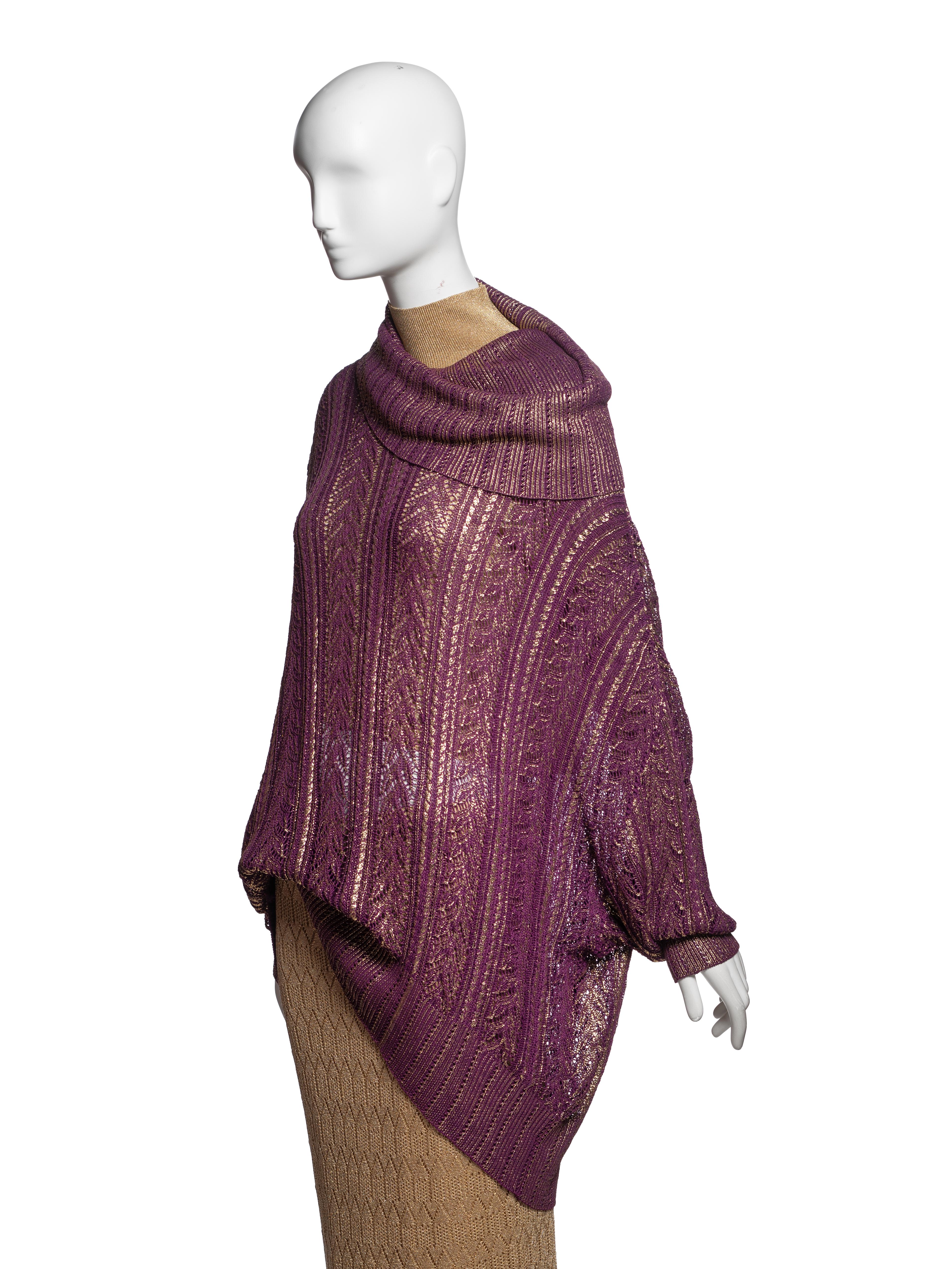 Ensemble 3 pièces en maille or et prune Christian Dior by John Galliano, FW 1998 en vente 14