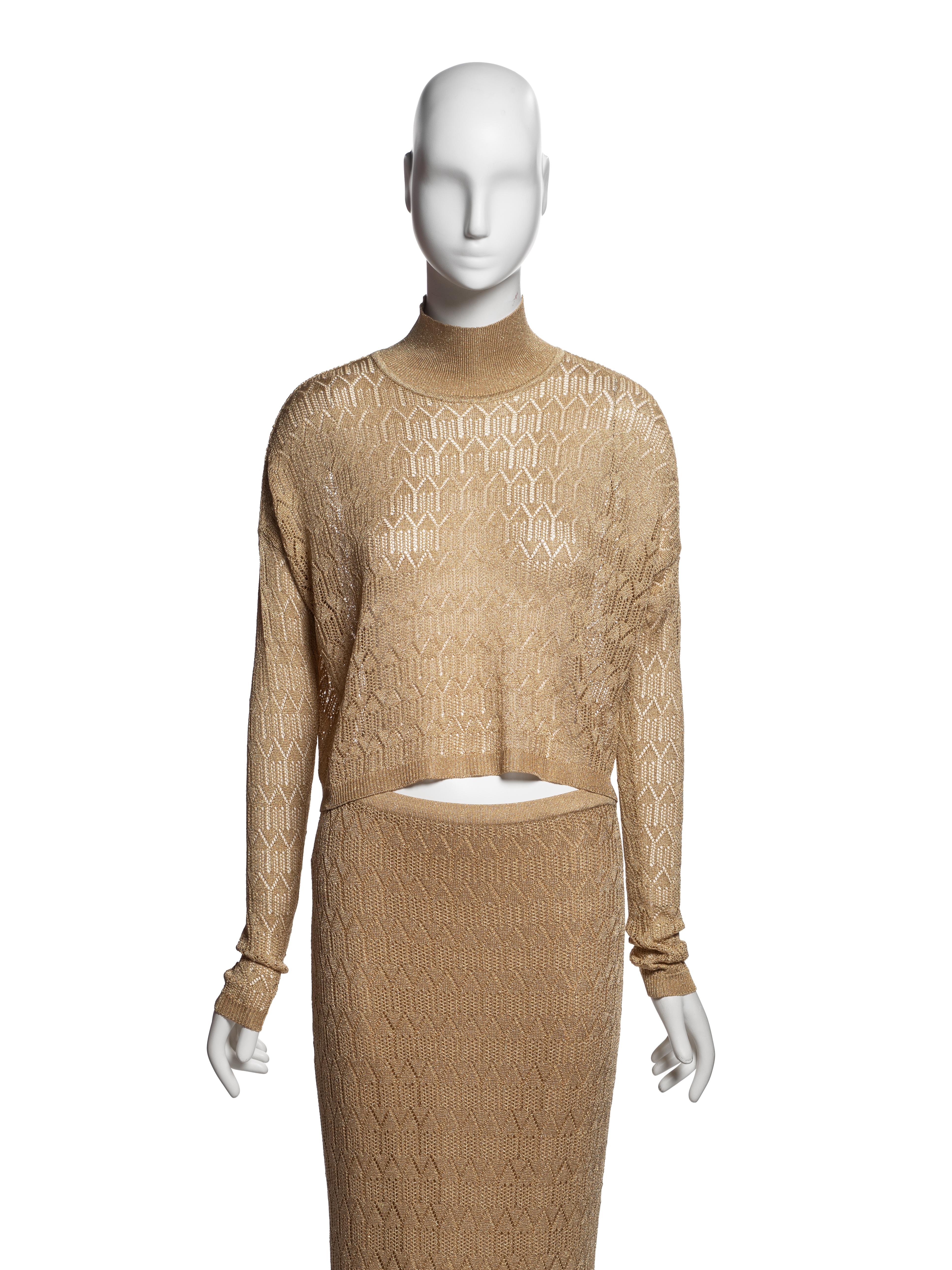 Marron Ensemble 3 pièces en maille or et prune Christian Dior by John Galliano, FW 1998 en vente