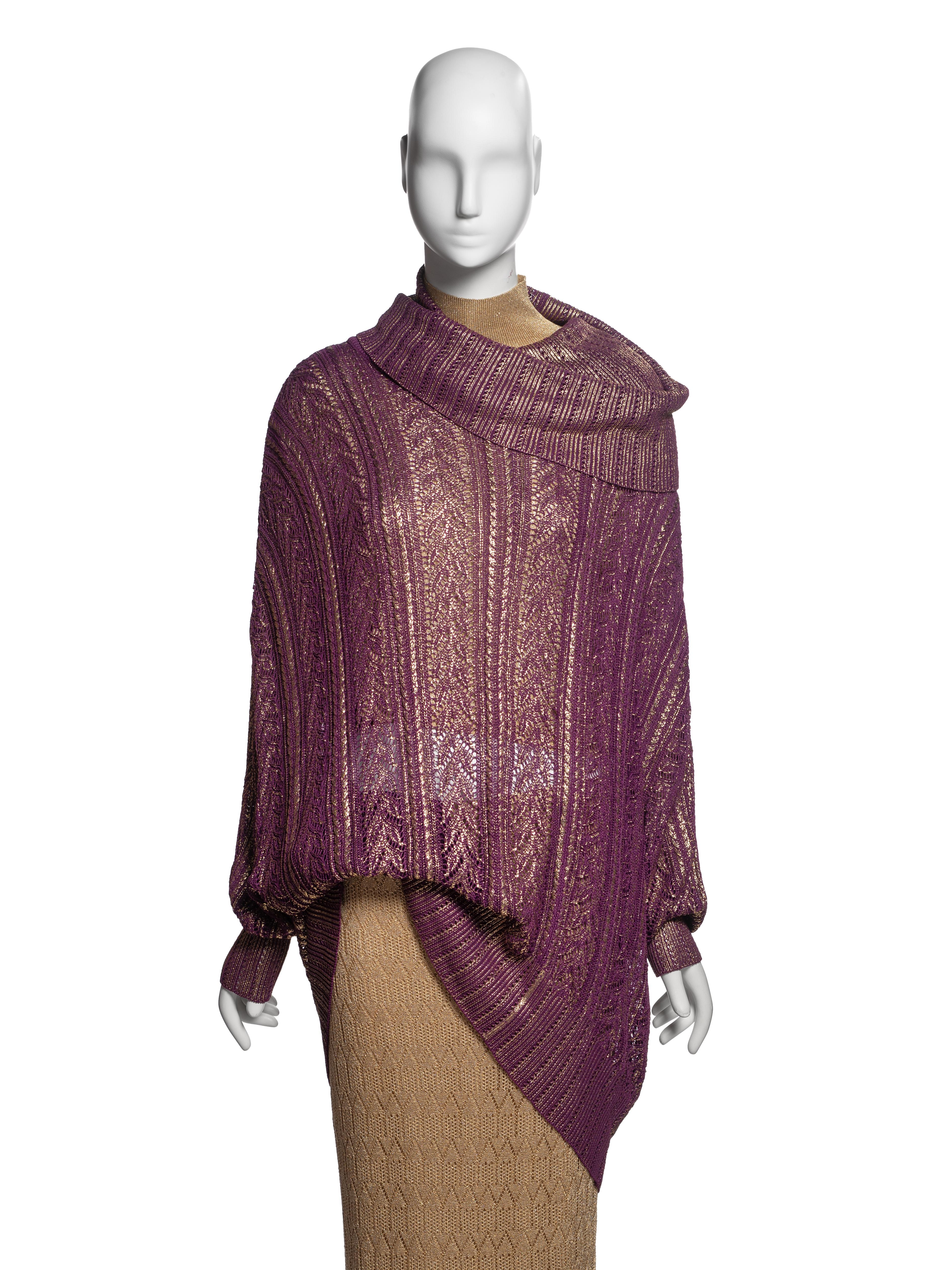 Ensemble 3 pièces en maille or et prune Christian Dior by John Galliano, FW 1998 en vente 1