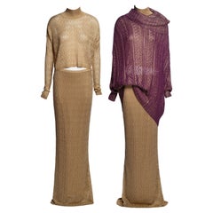 Christian Dior by John Galliano Gold and Plum Knit 3-Piece Ensemble, FW 1998