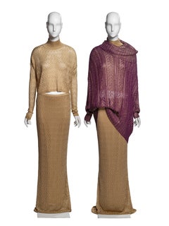 Christian Dior by John Galliano Gold and Plum Knit 3-Piece Ensemble, FW 1998