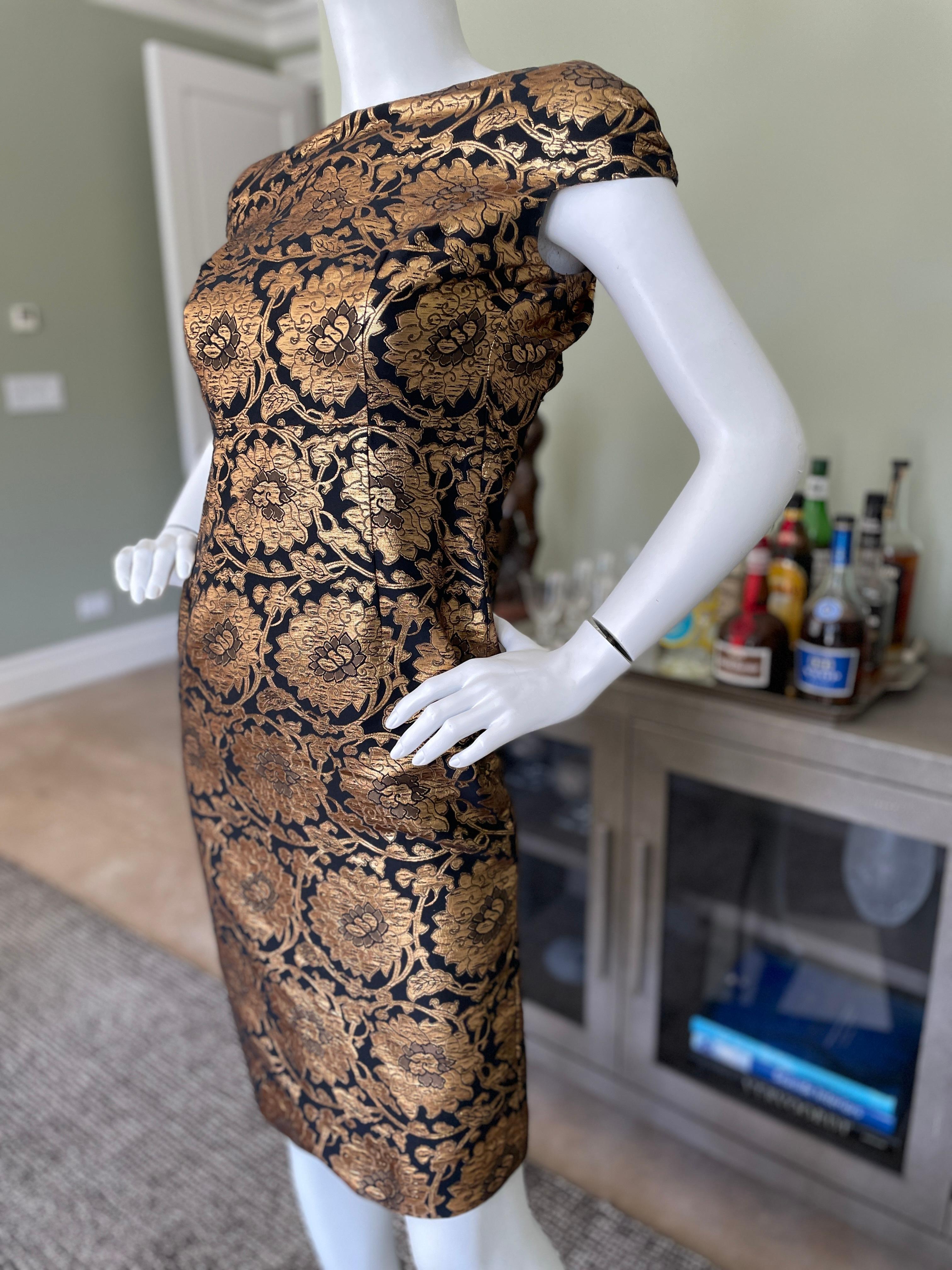 Women's Christian Dior by John Galliano Gold Brocade Cocktail Dress From Fall 2009 For Sale