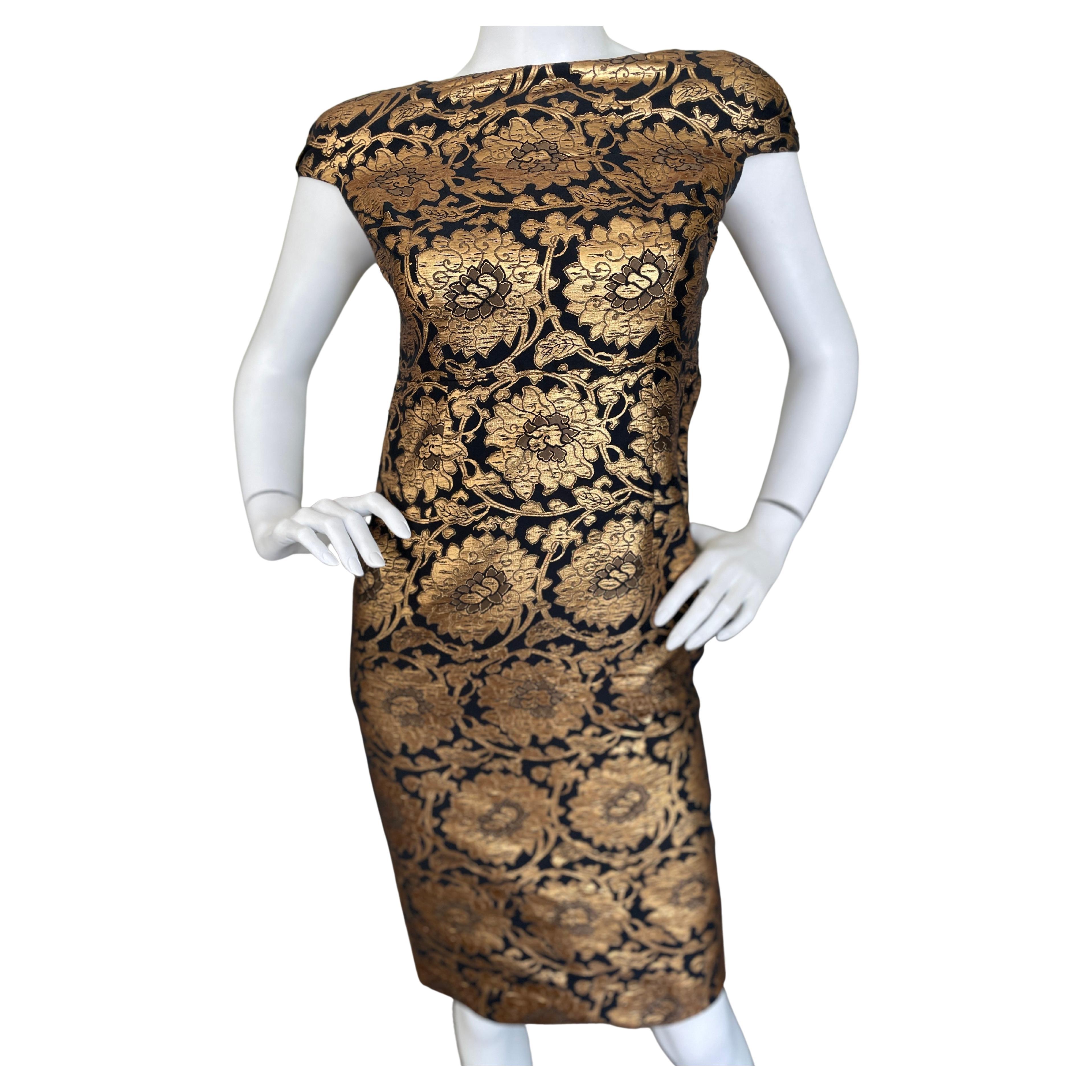Christian Dior by John Galliano Gold Brocade Cocktail Dress From Fall 2009 For Sale
