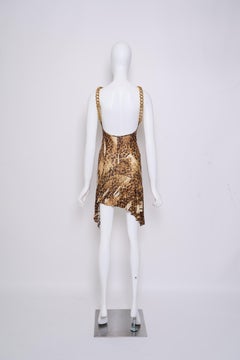 Christian Dior By John Galliano Gold Chain & ID Logo Necklace Leopard Dress