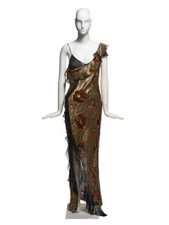 Christian Dior by John Galliano Gold Lamé Silk Bias-Cut Evening Dress, SS 2003