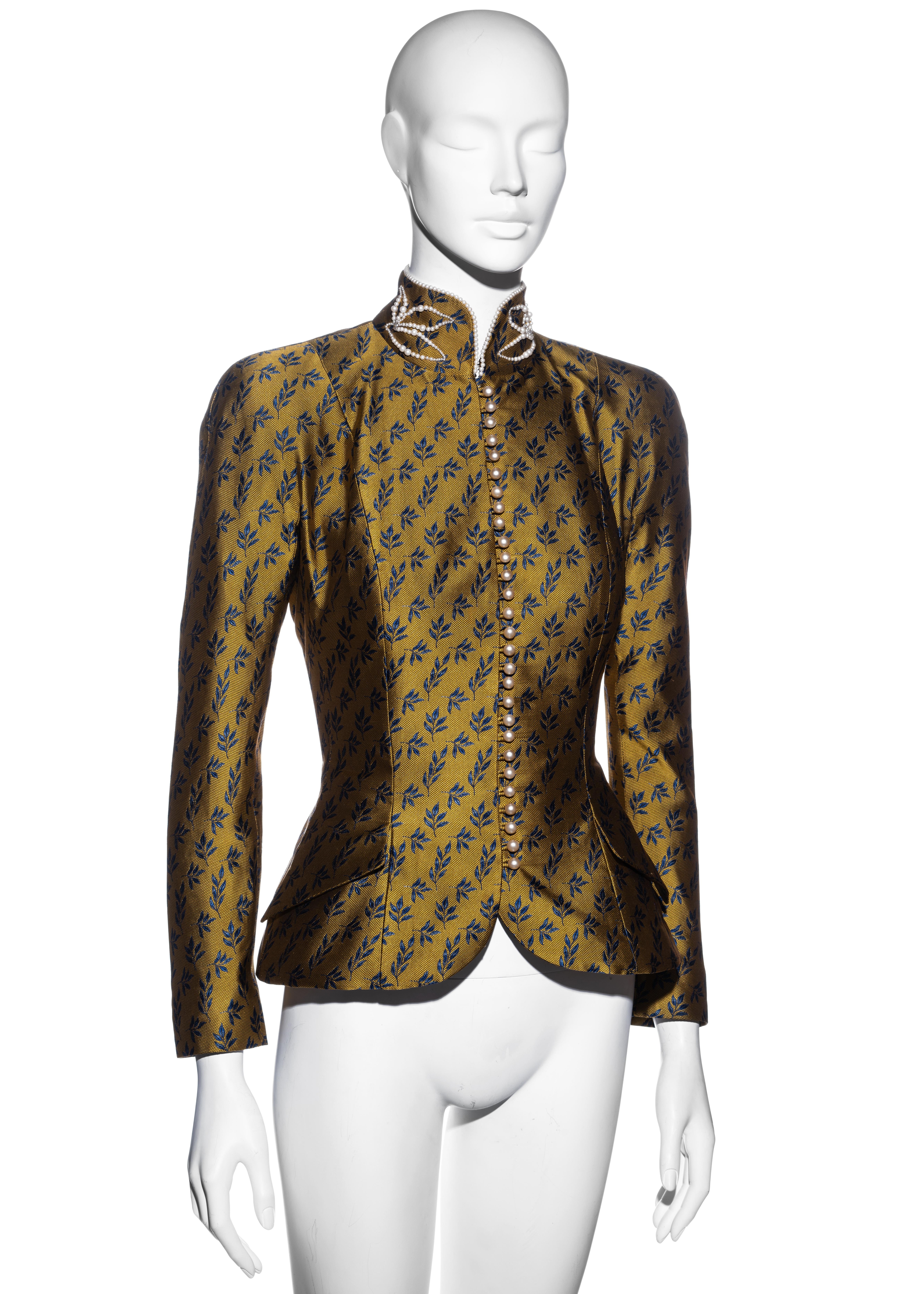 Christian Dior by John Galliano gold satin jacquard fitted jacket, fw 1997 1