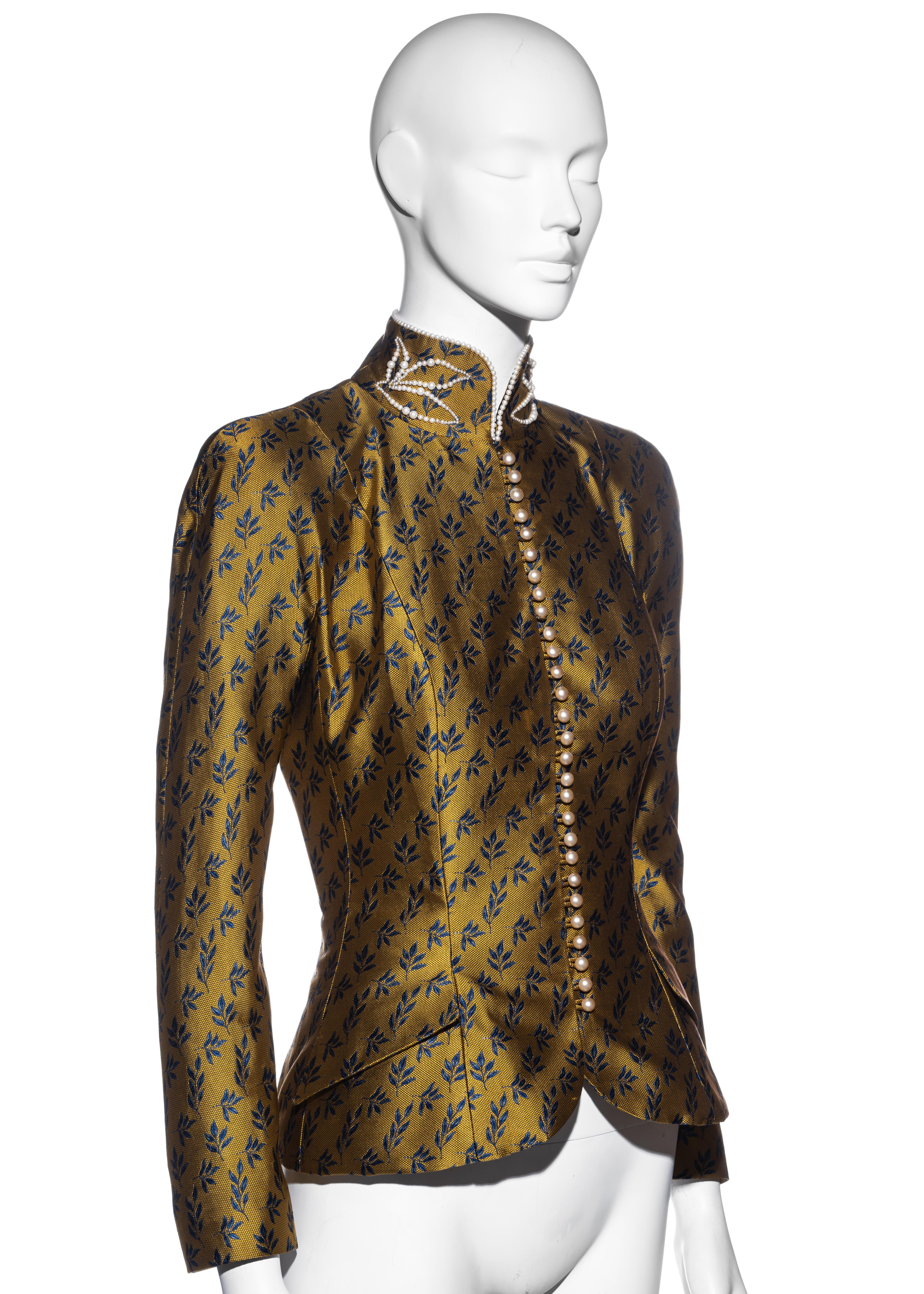 Christian Dior by John Galliano gold satin jacquard fitted jacket, fw 1997 3