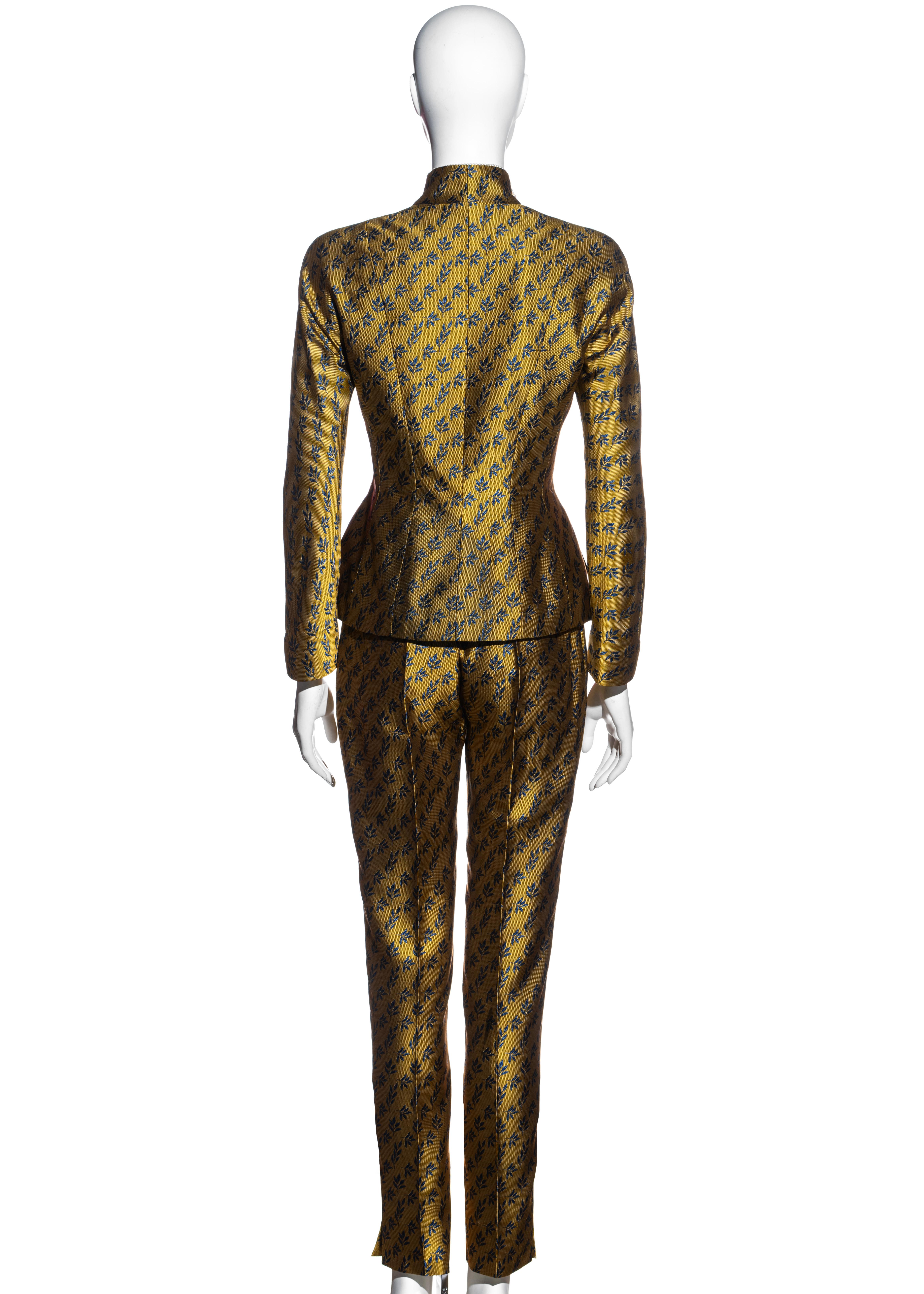 Christian Dior by John Galliano gold satin jacquard pant suit, fw 1997 2