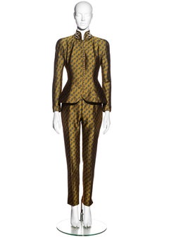 Christian Dior by John Galliano gold satin jacquard pant suit, fw 1997