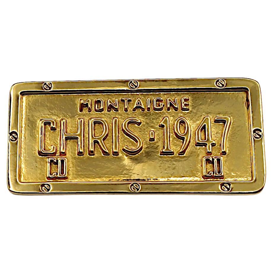 CHRISTIAN DIOR by JOHN GALLIANO Gold Tone Cadillac License Plate Brooch For Sale