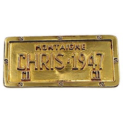 Used CHRISTIAN DIOR by JOHN GALLIANO Gold Tone Cadillac License Plate Brooch