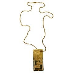 CHRISTIAN DIOR by JOHN GALLIANO Gold Tone Dog Tag Pendant Necklace