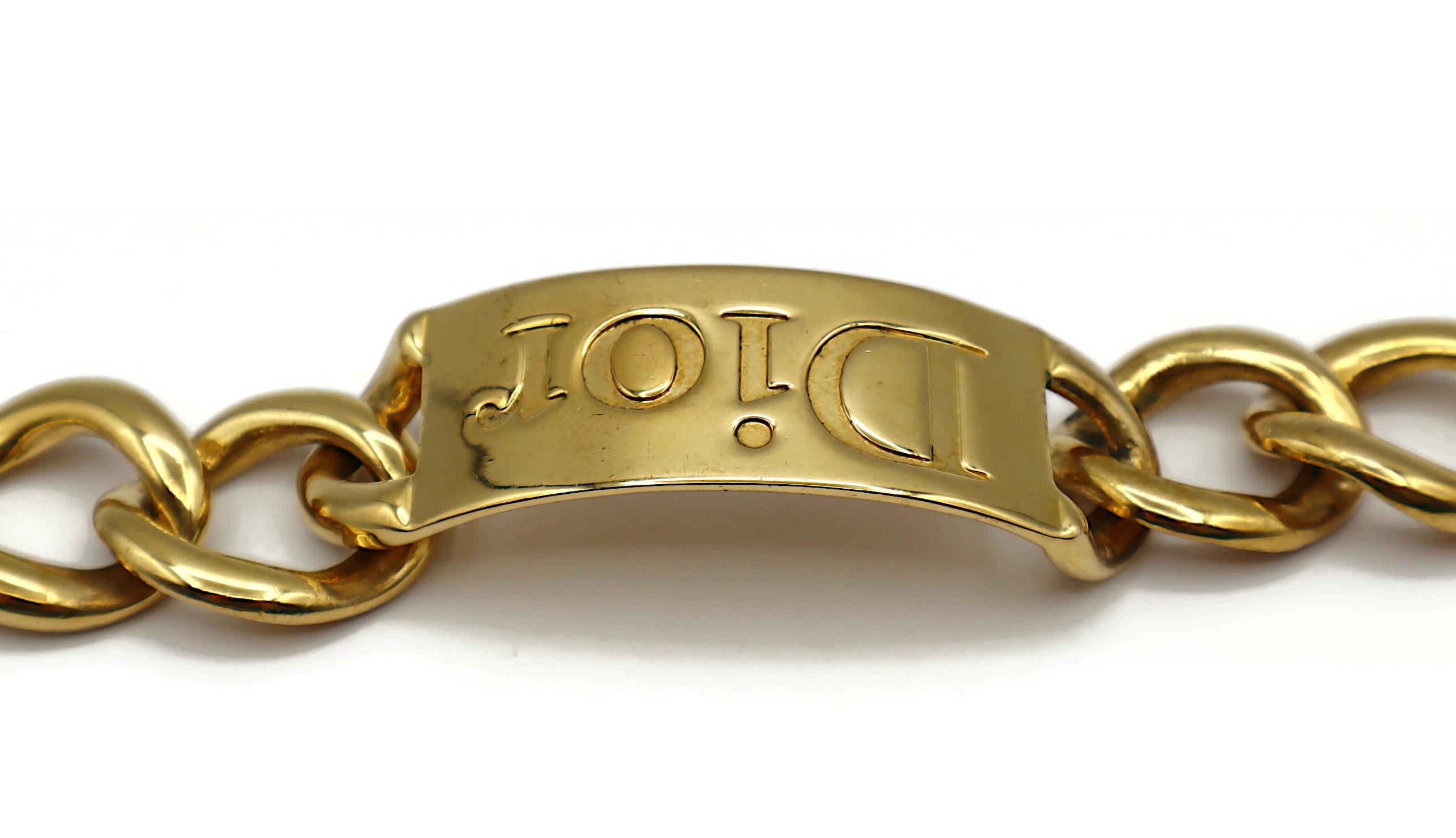 CHRISTIAN DIOR by JOHN GALLIANO Gold Tone ID Tag Curb Bracelet For Sale 7