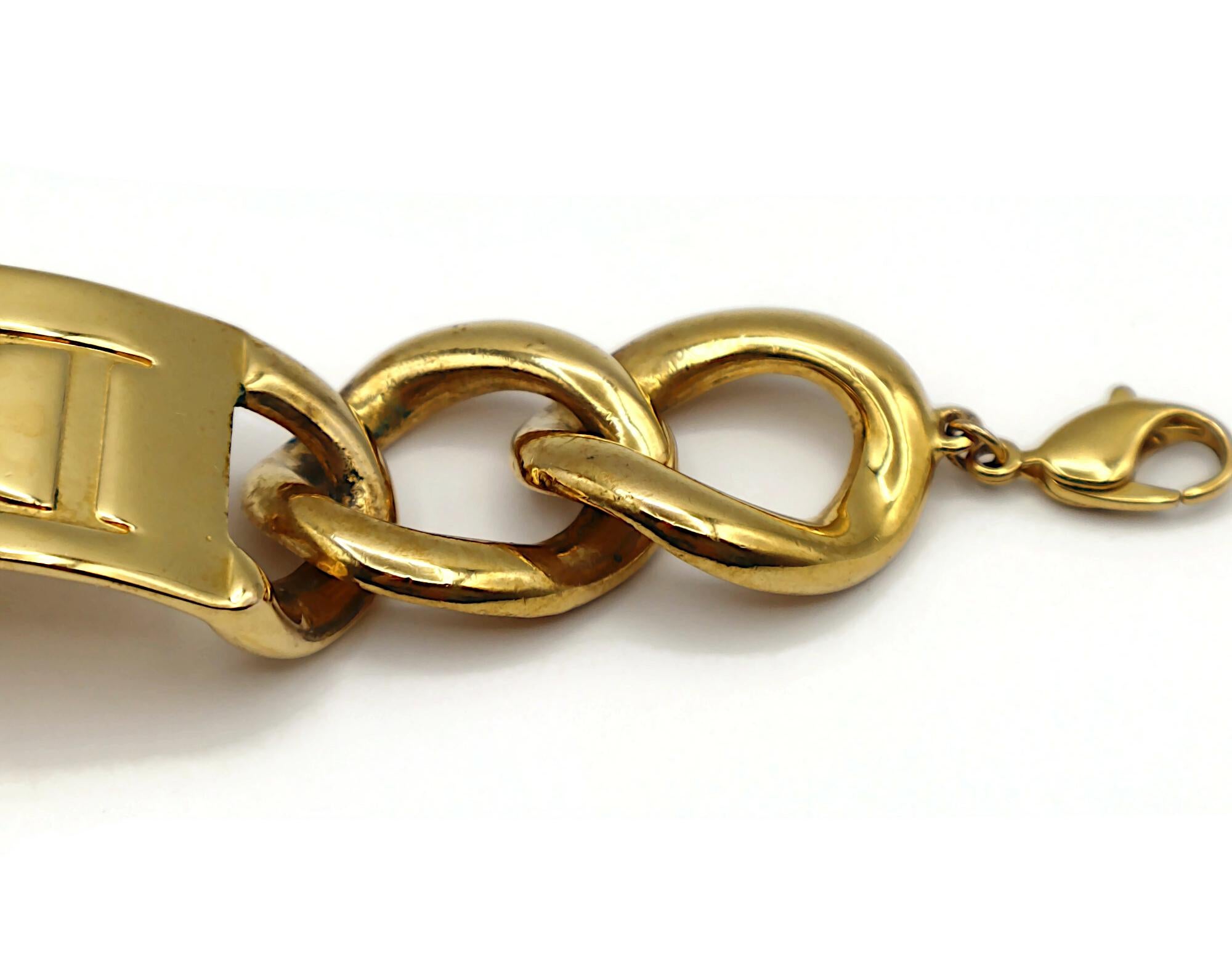 CHRISTIAN DIOR by JOHN GALLIANO Gold Tone ID Tag Curb Bracelet For Sale 8