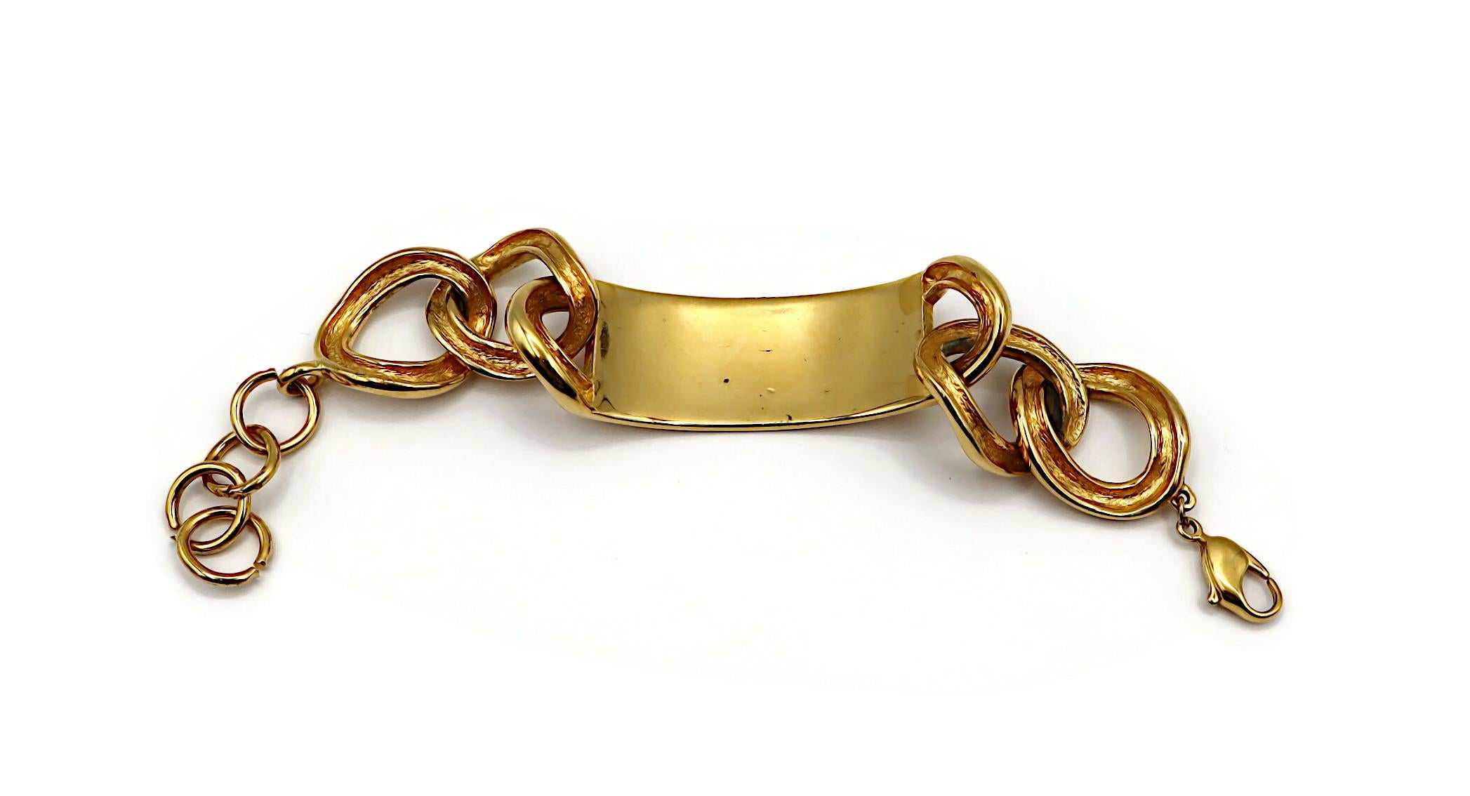 CHRISTIAN DIOR by JOHN GALLIANO Gold Tone ID Tag Curb Bracelet For Sale 10