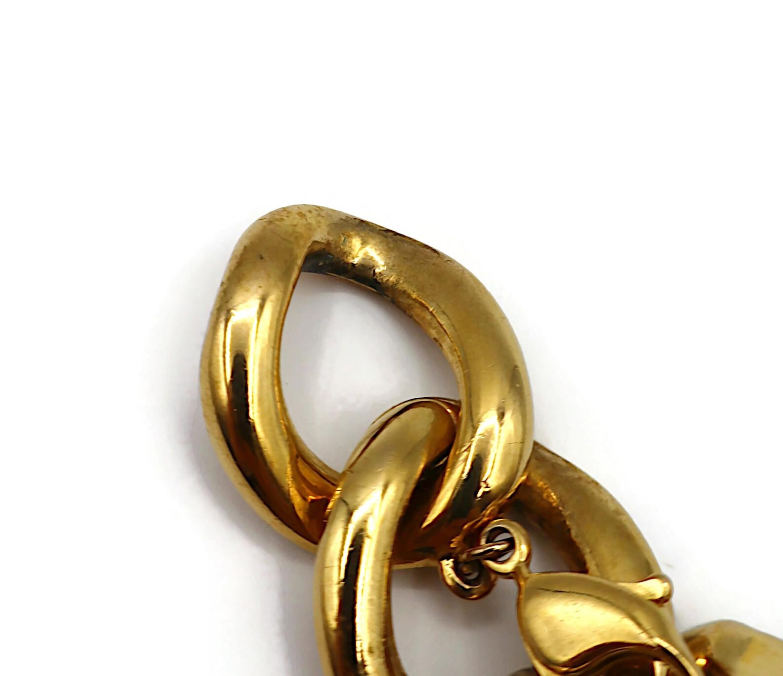 CHRISTIAN DIOR by JOHN GALLIANO Gold Tone ID Tag Curb Bracelet For Sale 14