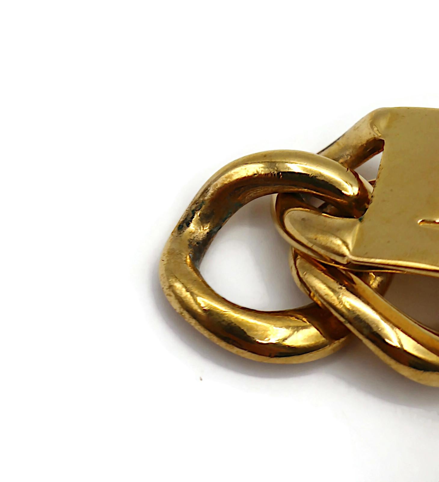 CHRISTIAN DIOR by JOHN GALLIANO Gold Tone ID Tag Curb Bracelet For Sale 15
