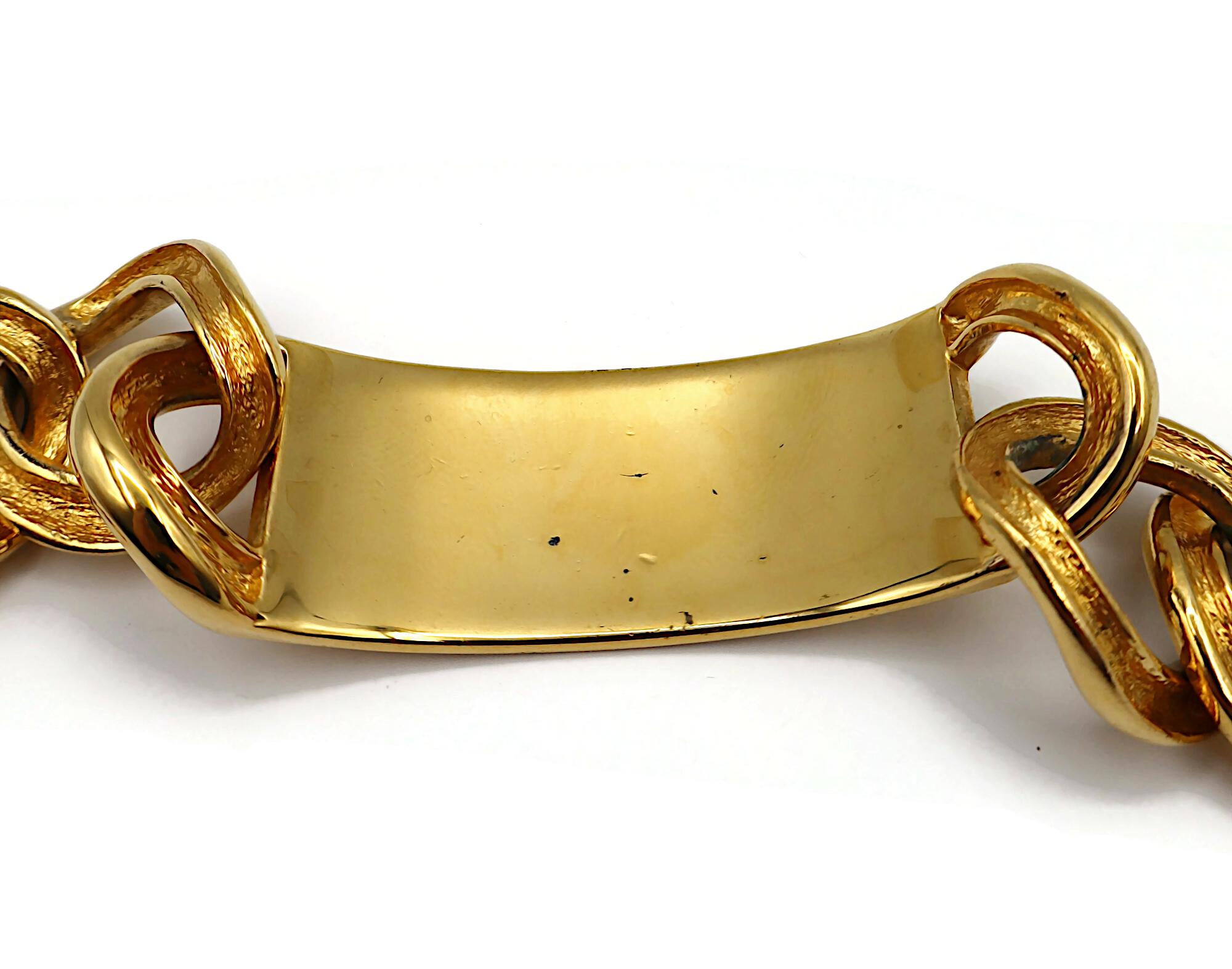 CHRISTIAN DIOR by JOHN GALLIANO Gold Tone ID Tag Curb Bracelet For Sale 16