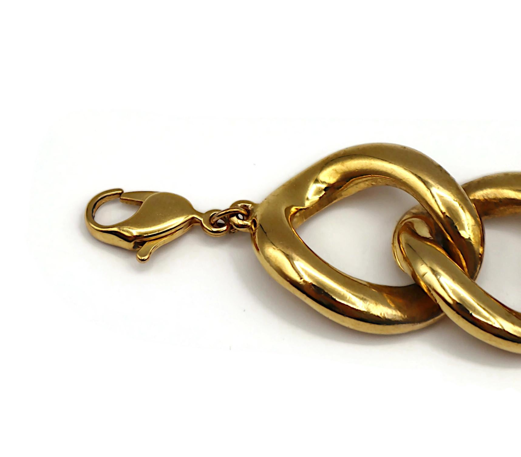 CHRISTIAN DIOR by JOHN GALLIANO Gold Tone ID Tag Curb Bracelet In Fair Condition For Sale In Nice, FR