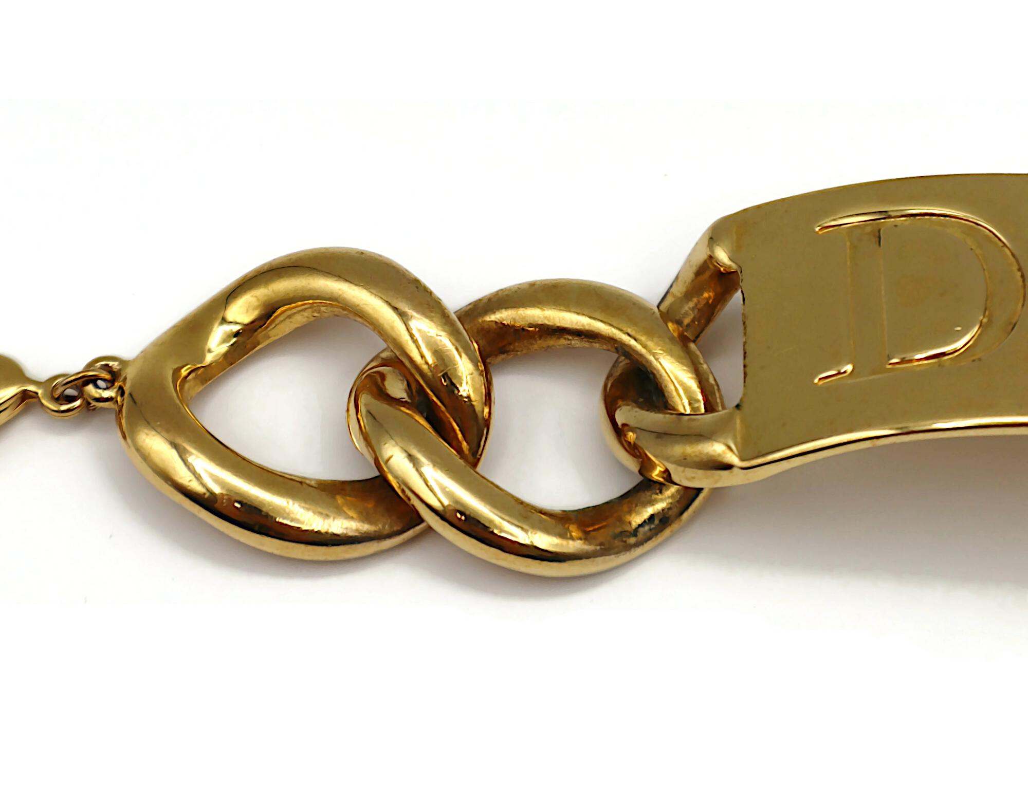 Women's CHRISTIAN DIOR by JOHN GALLIANO Gold Tone ID Tag Curb Bracelet For Sale