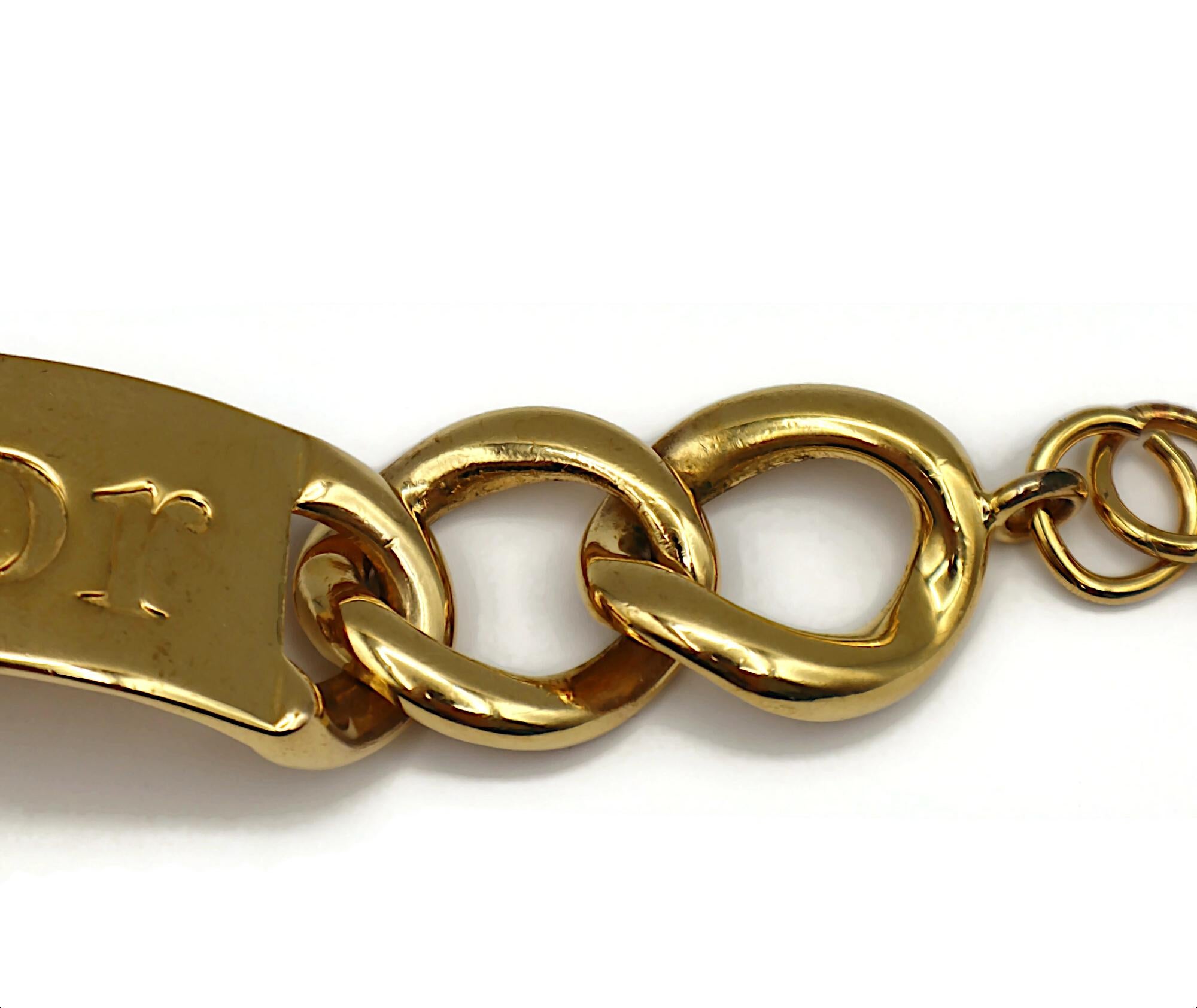 CHRISTIAN DIOR by JOHN GALLIANO Gold Tone ID Tag Curb Bracelet For Sale 2