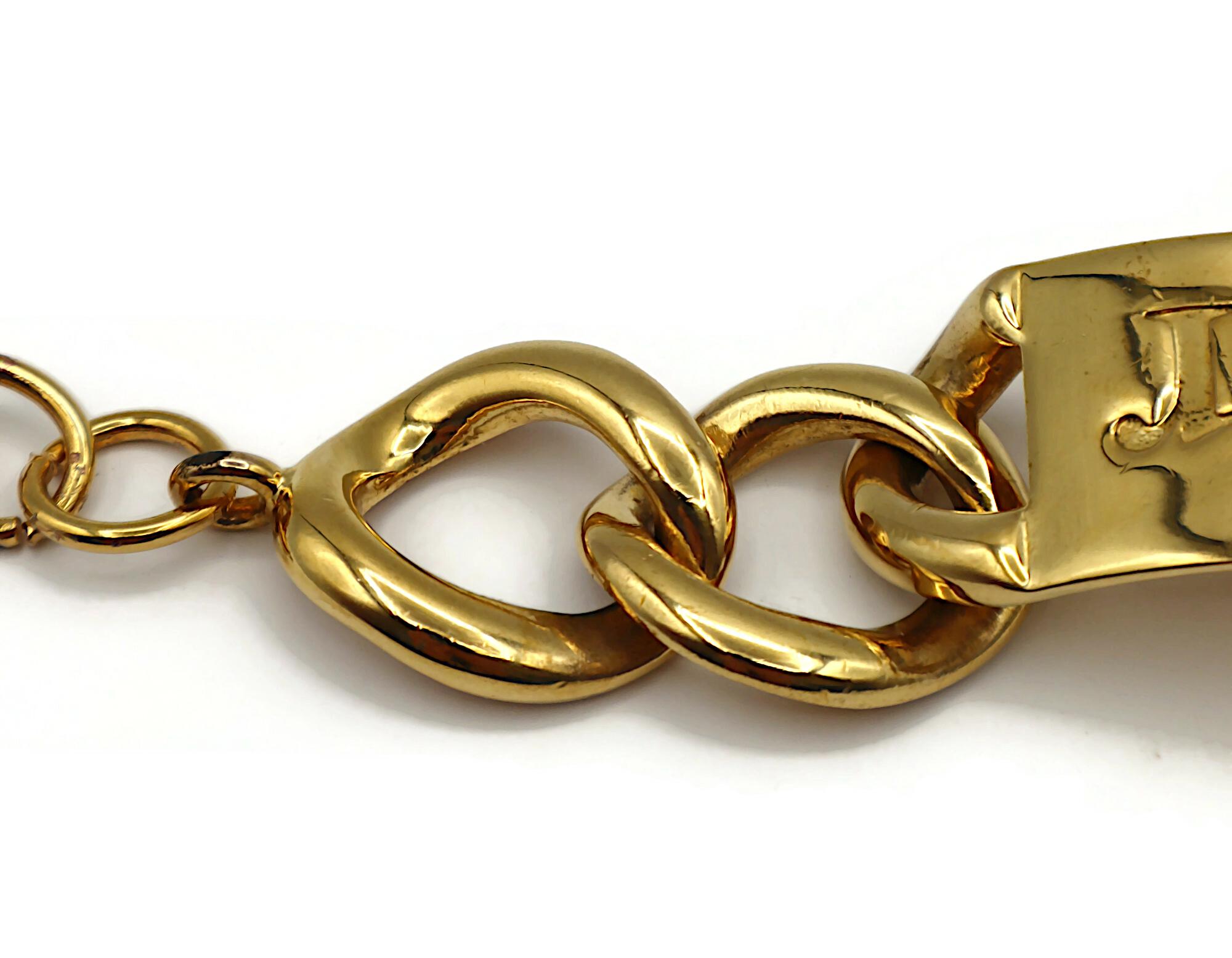 CHRISTIAN DIOR by JOHN GALLIANO Gold Tone ID Tag Curb Bracelet For Sale 6
