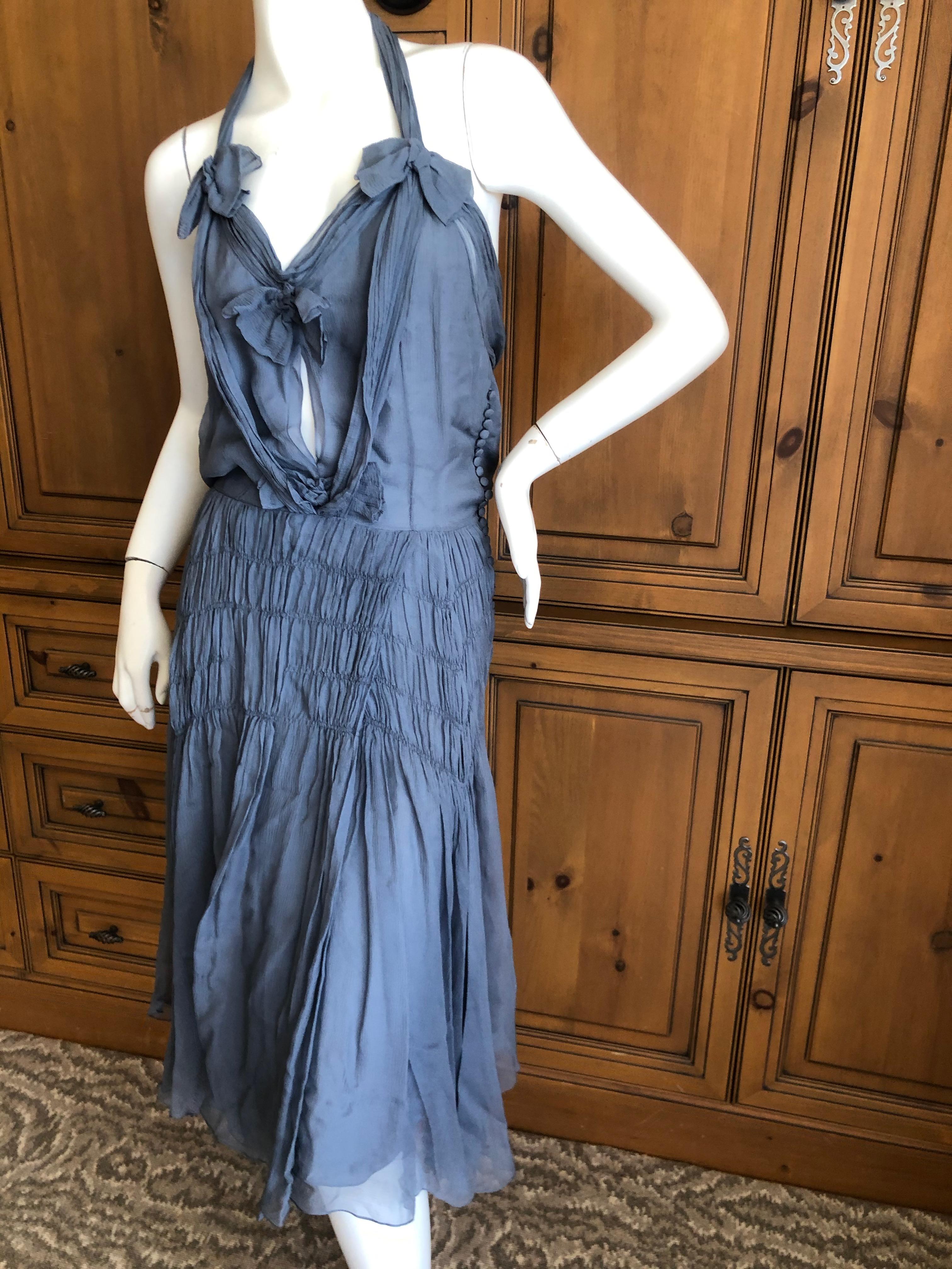 Christian Dior by John Galliano Gray SIlk Dress with Bows
Size 36
Bust 36