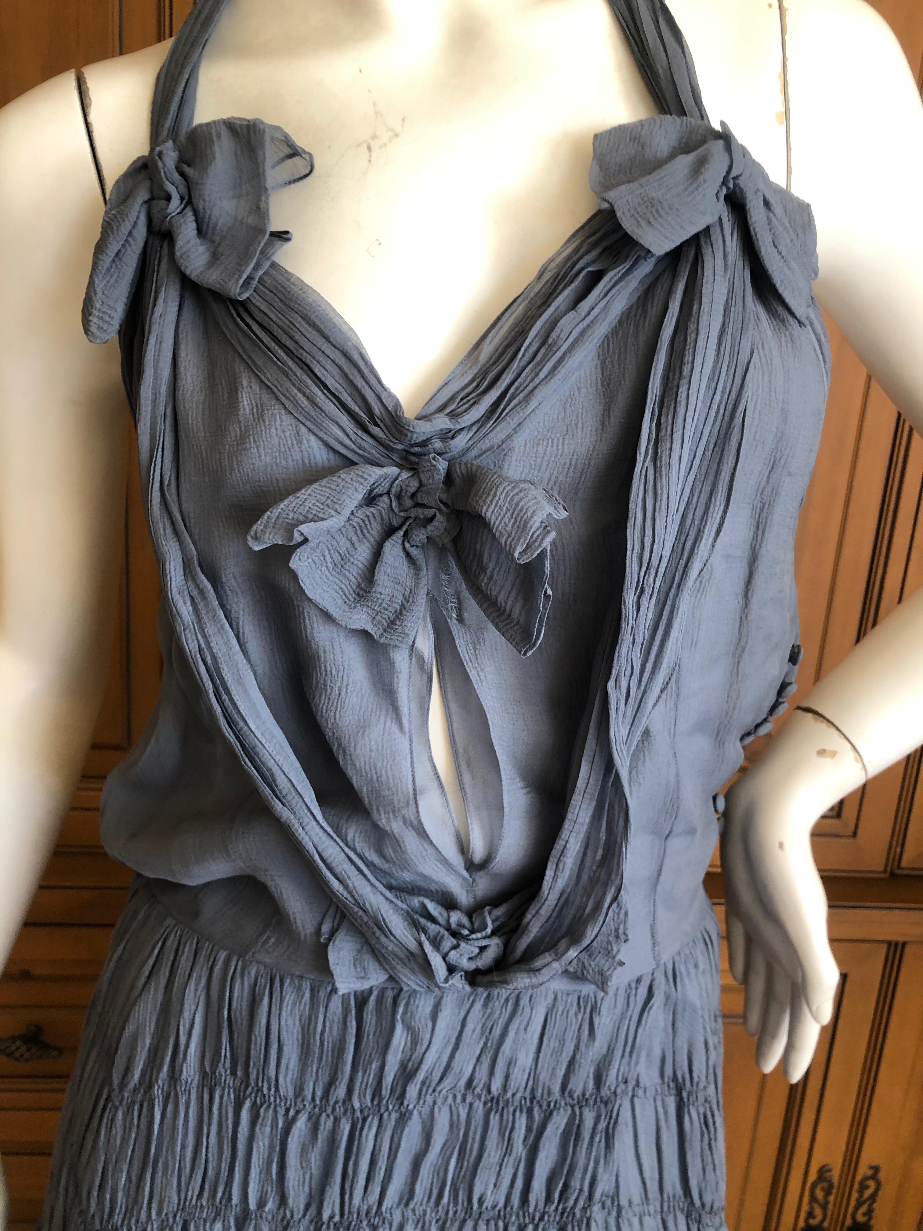 Christian Dior by John Galliano Gray SIlk Dress with Bows In Excellent Condition For Sale In Cloverdale, CA