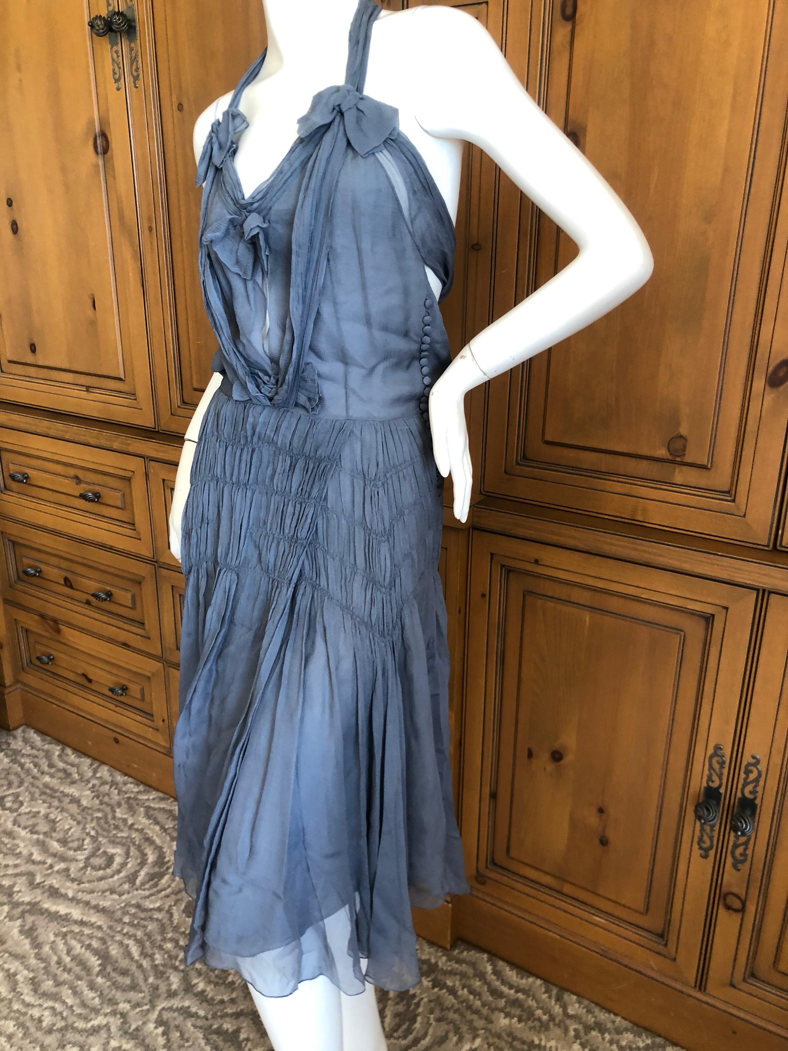 Women's Christian Dior by John Galliano Gray SIlk Dress with Bows For Sale