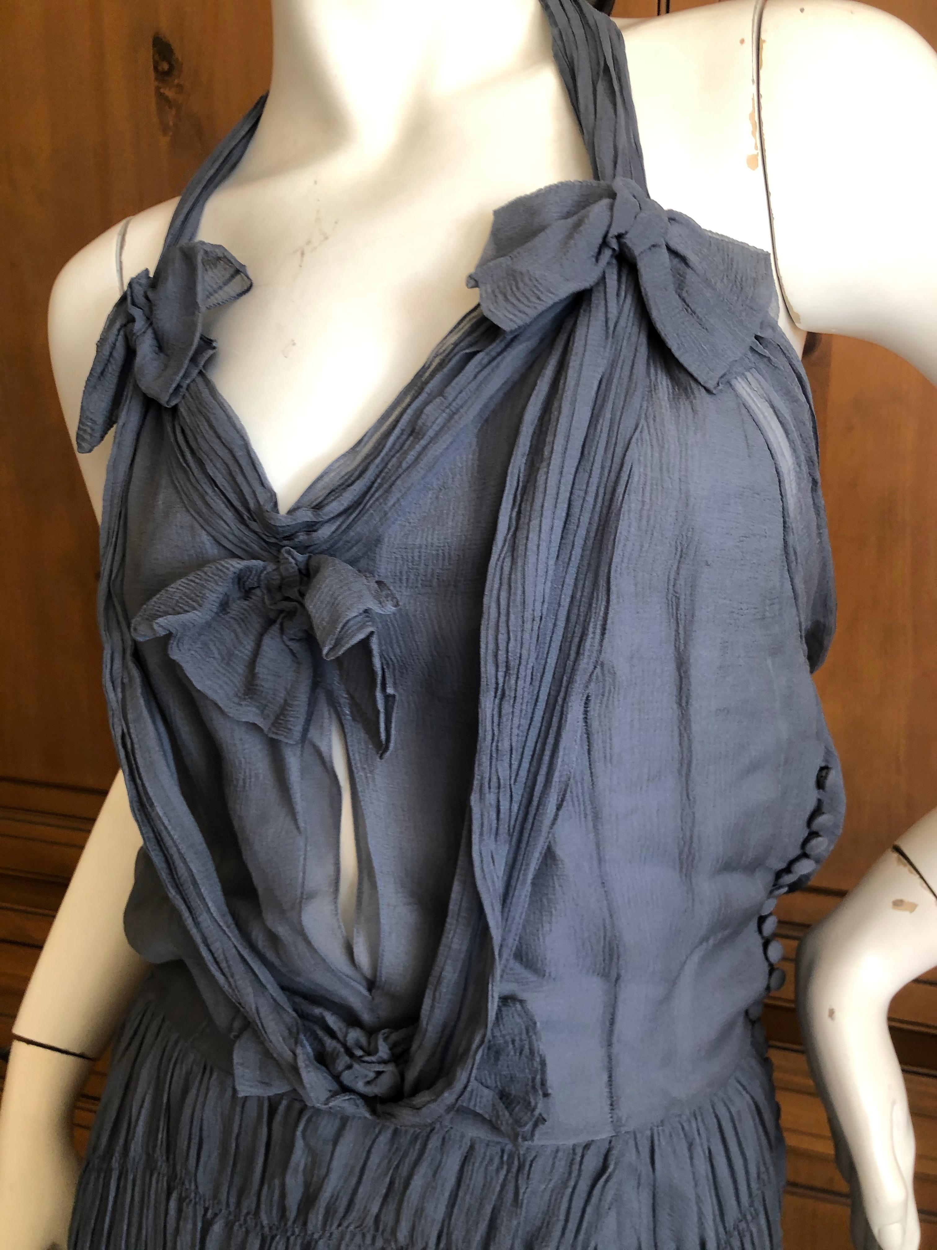 Christian Dior by John Galliano Gray SIlk Dress with Bows For Sale 2
