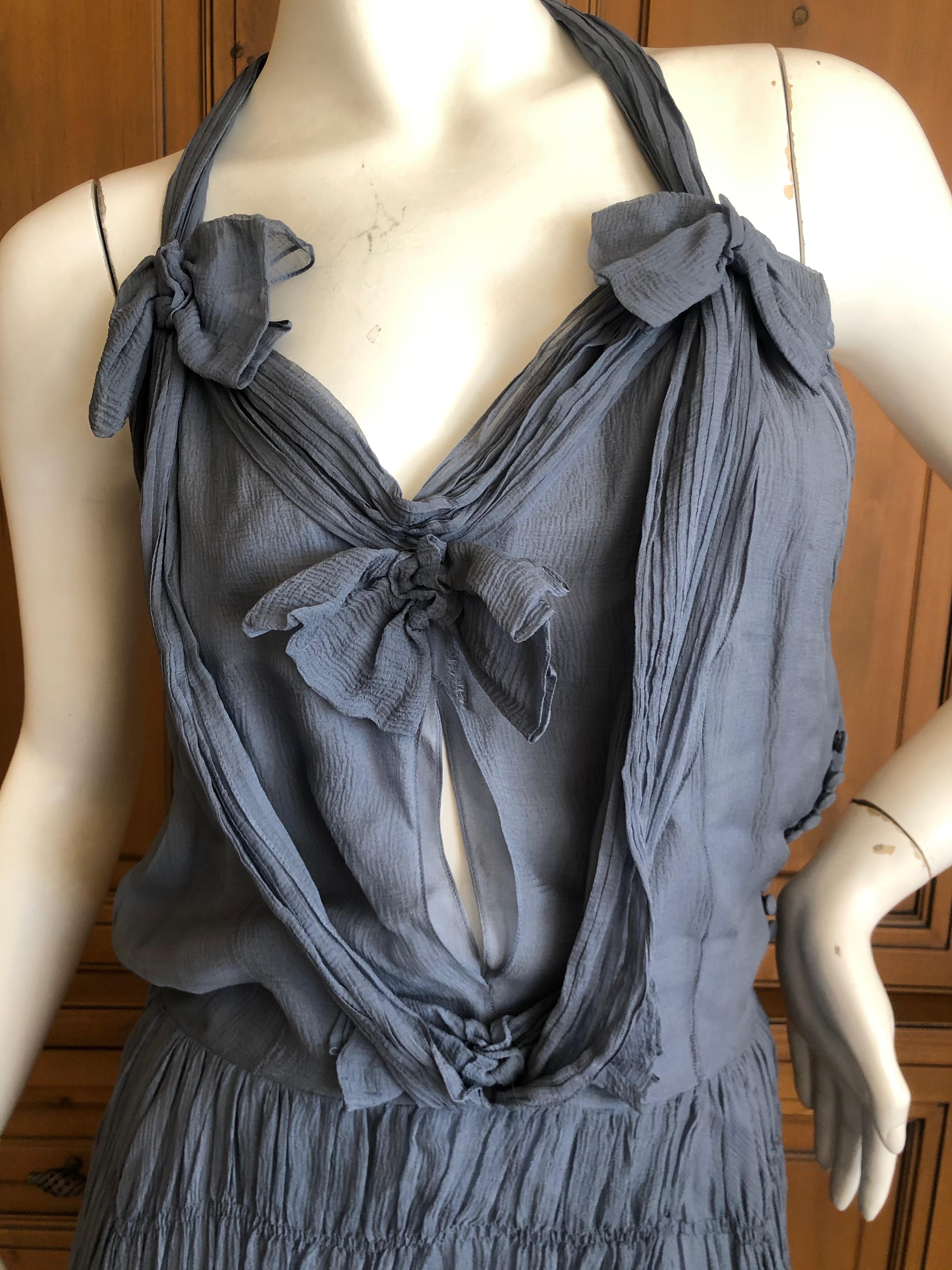 Christian Dior by John Galliano Gray SIlk Dress with Bows For Sale 3
