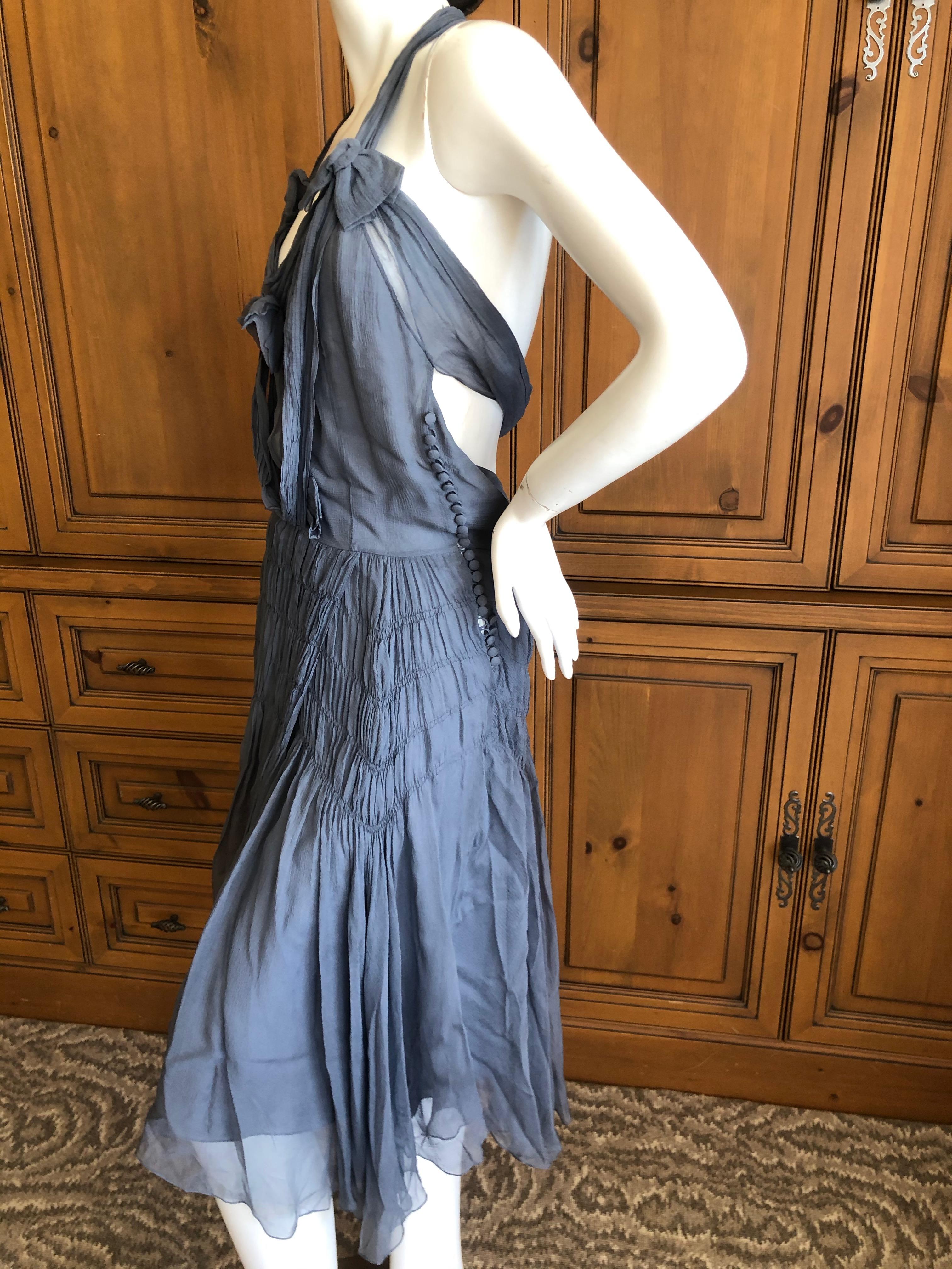 Christian Dior by John Galliano Gray SIlk Dress with Bows For Sale 4