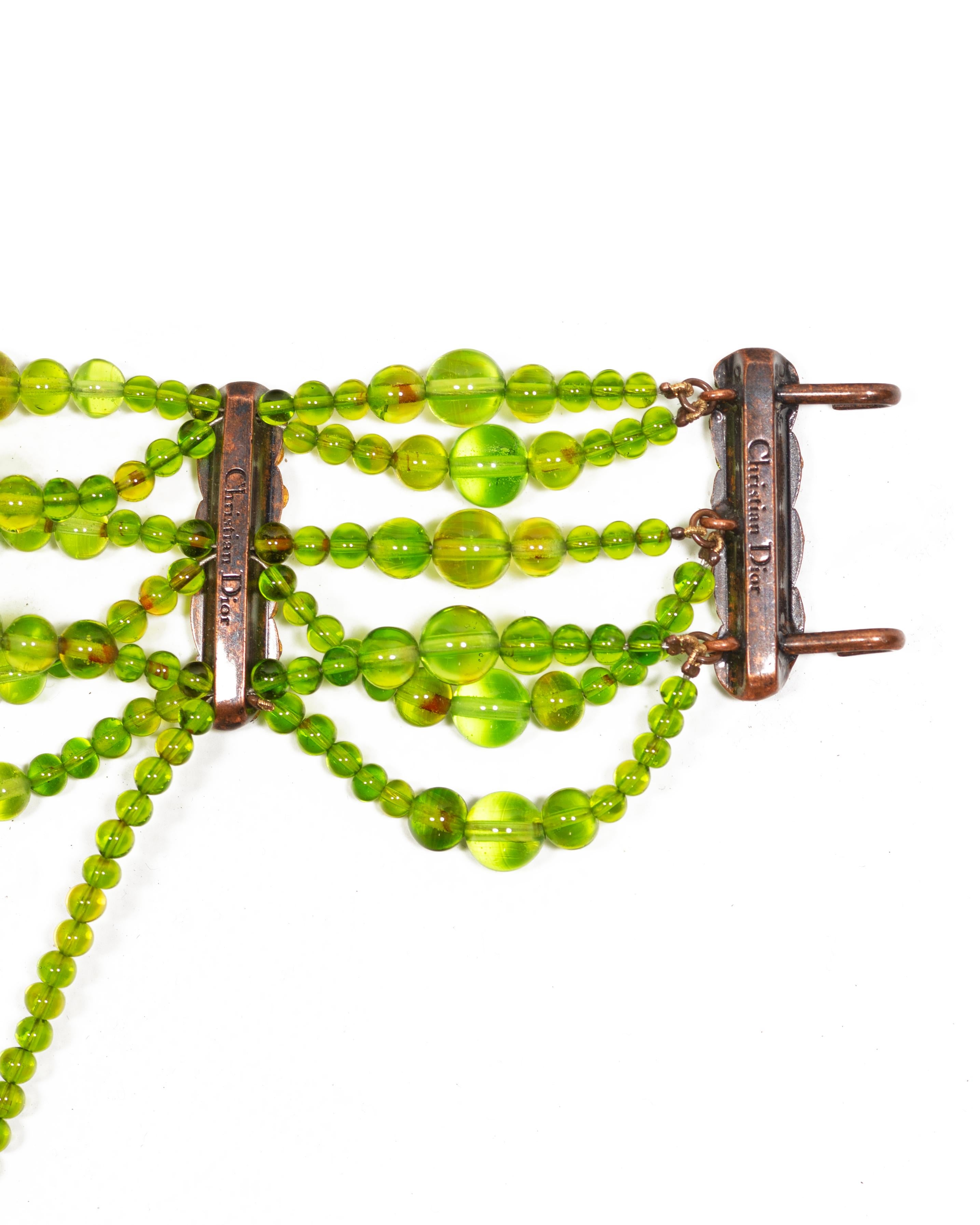 Christian Dior by John Galliano Green Beaded Choker Necklace, FW 2003 7