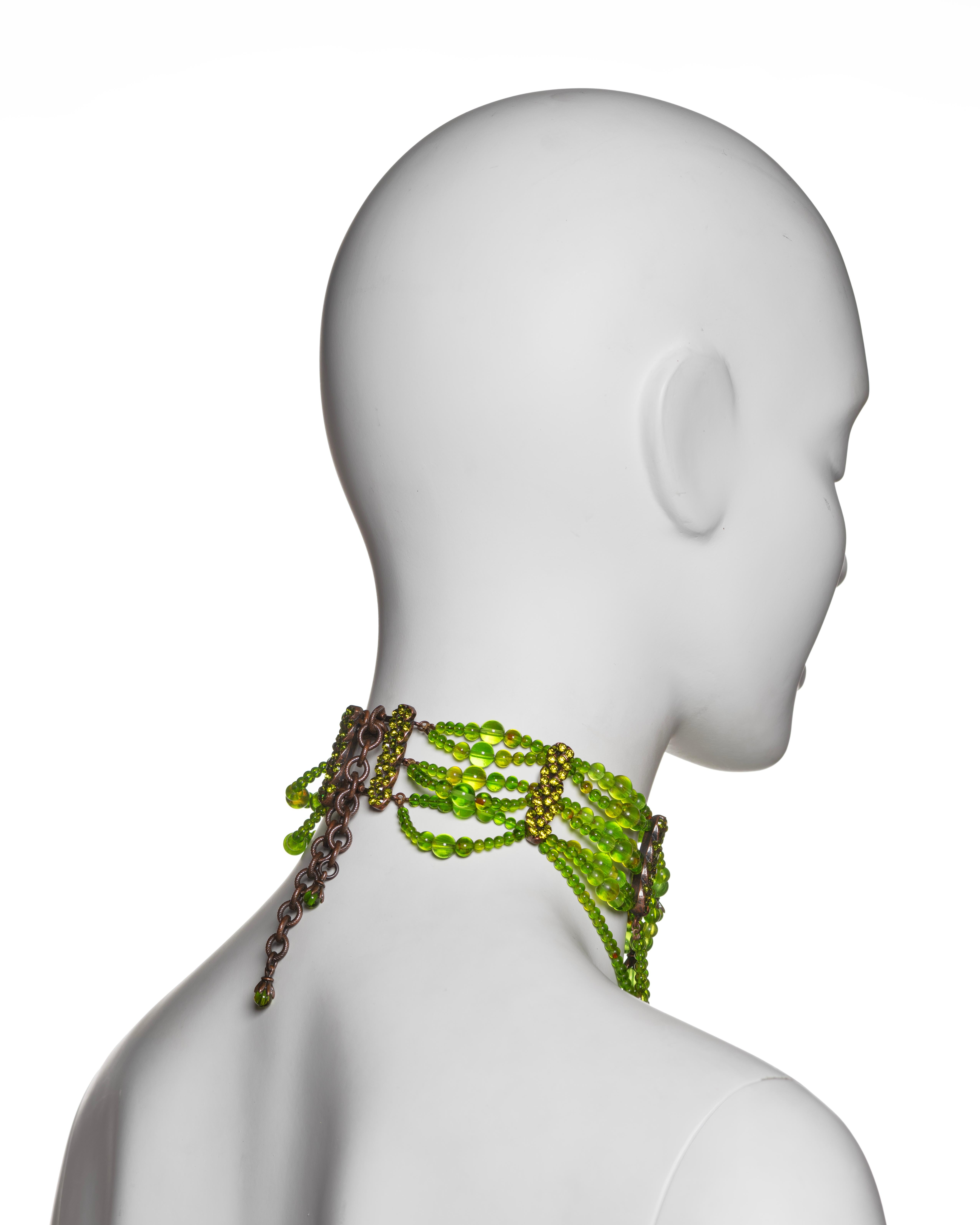 Christian Dior by John Galliano Green Beaded Choker Necklace, FW 2003 2