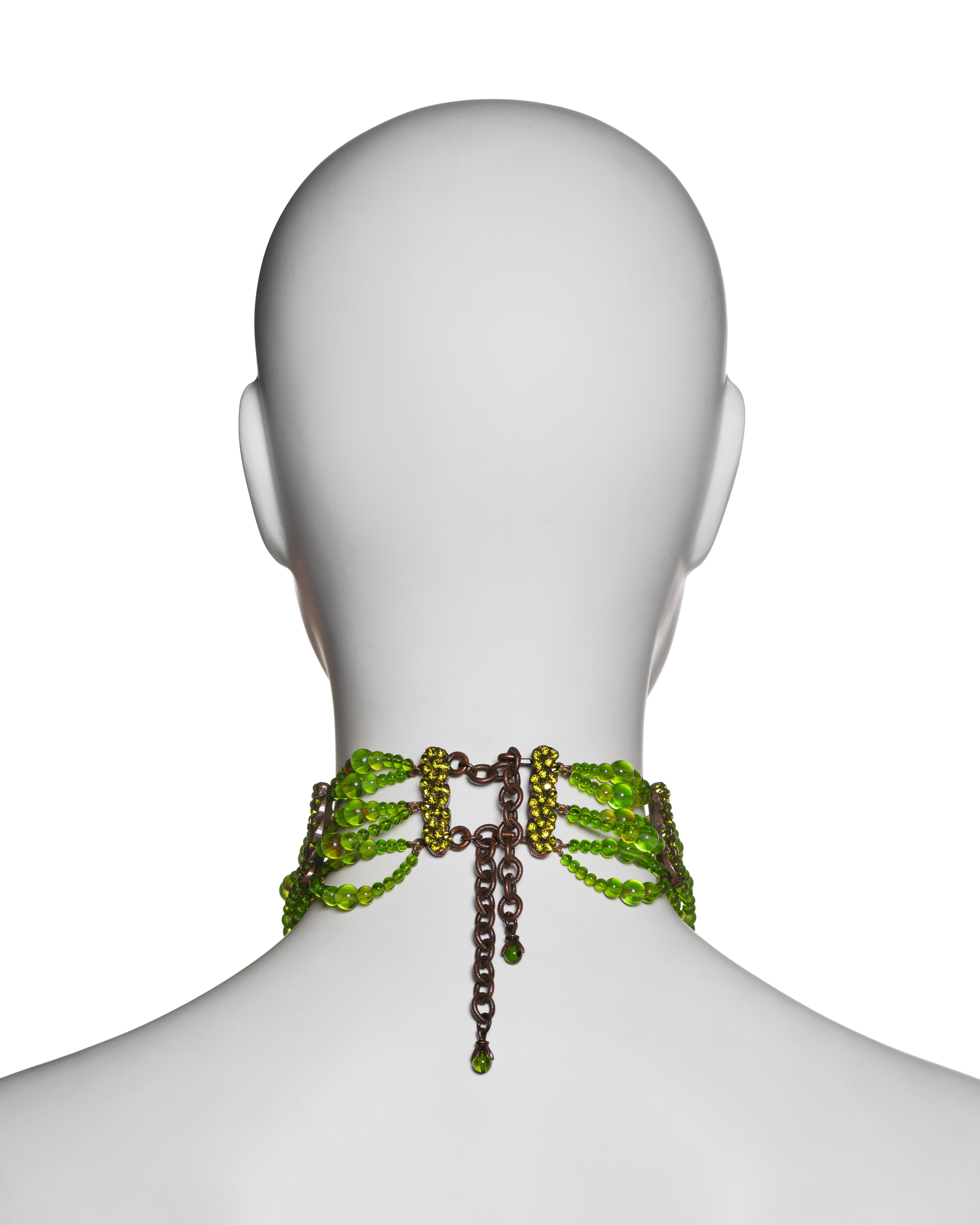 Christian Dior by John Galliano Green Beaded Choker Necklace, FW 2003 3