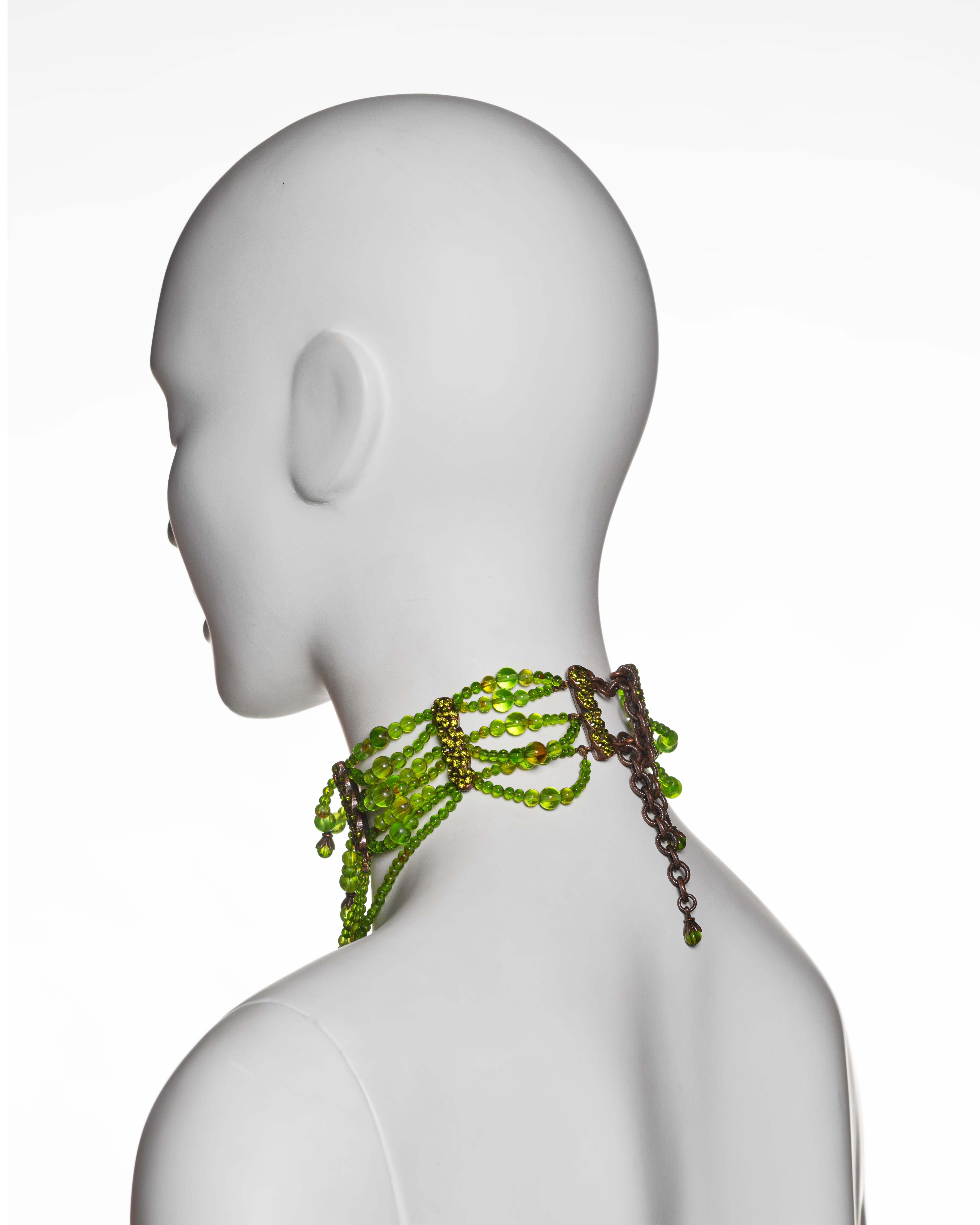 Christian Dior by John Galliano Green Beaded Choker Necklace, FW 2003 4