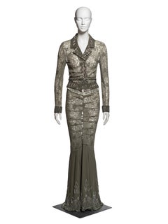 Christian Dior by John Galliano Green Beaded Lace Jacket & Skirt, SS 2003