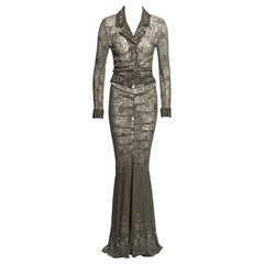 Christian Dior by John Galliano Green Beaded Lace Jacket & Skirt, SS 2003