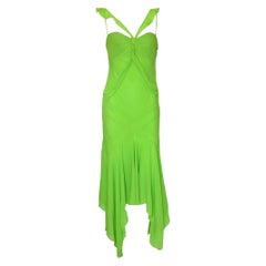 UNWORN Christian Dior by John Galliano Green Draped Silk Chiffon Dress Gown