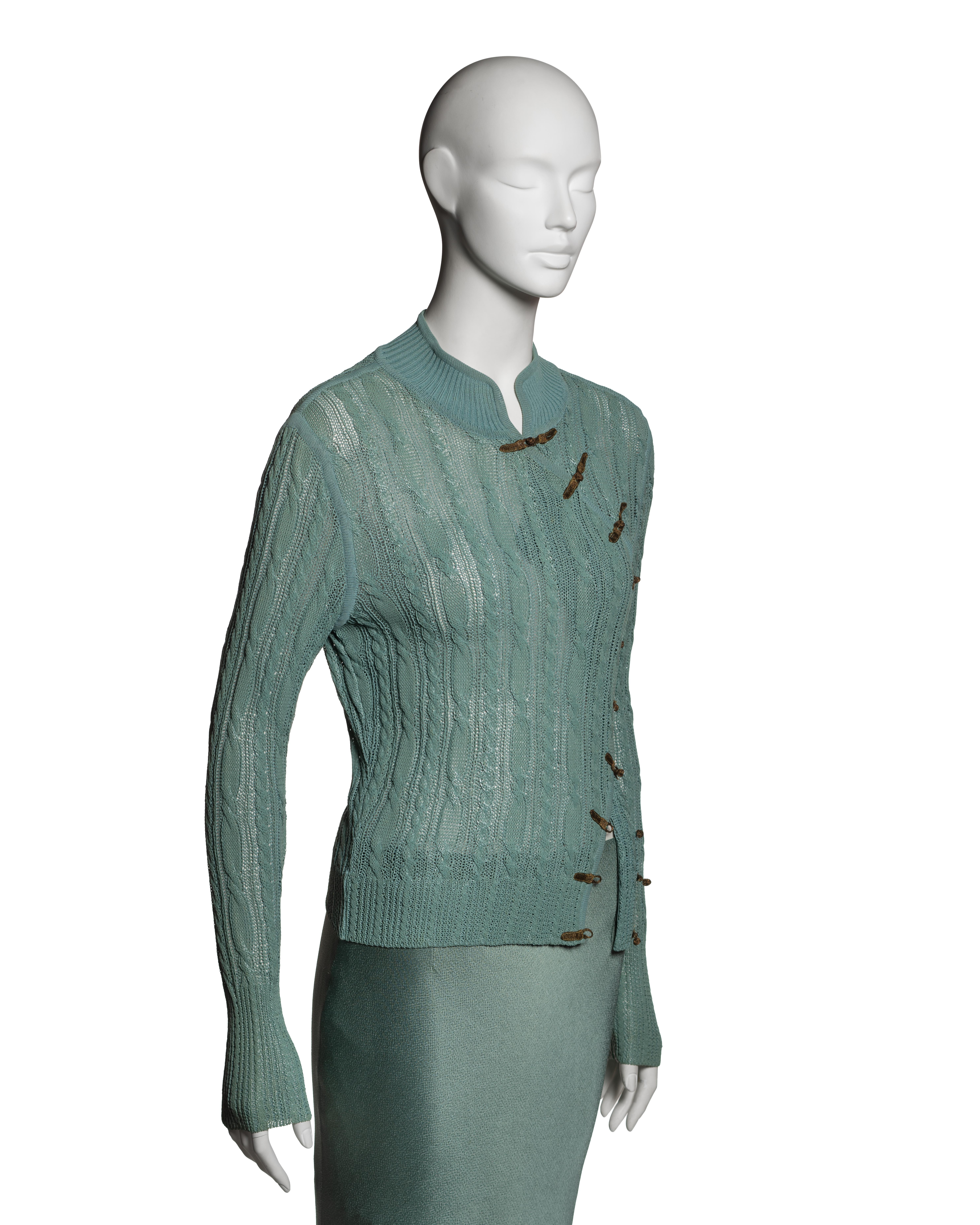 Christian Dior by John Galliano Green Knit and Satin Evening Ensemble, SS 1999 For Sale 6