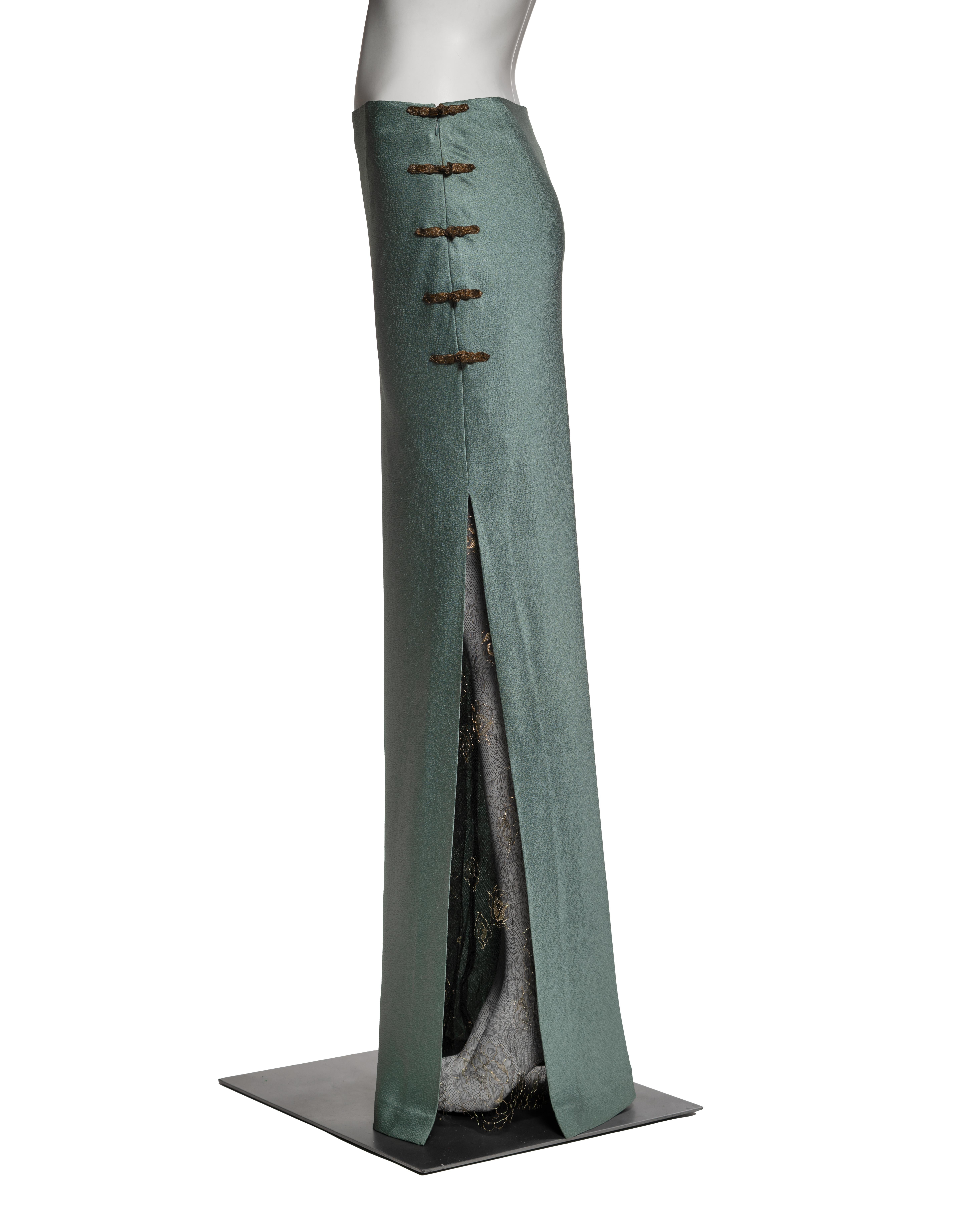 Christian Dior by John Galliano Green Knit and Satin Evening Ensemble, SS 1999 For Sale 1