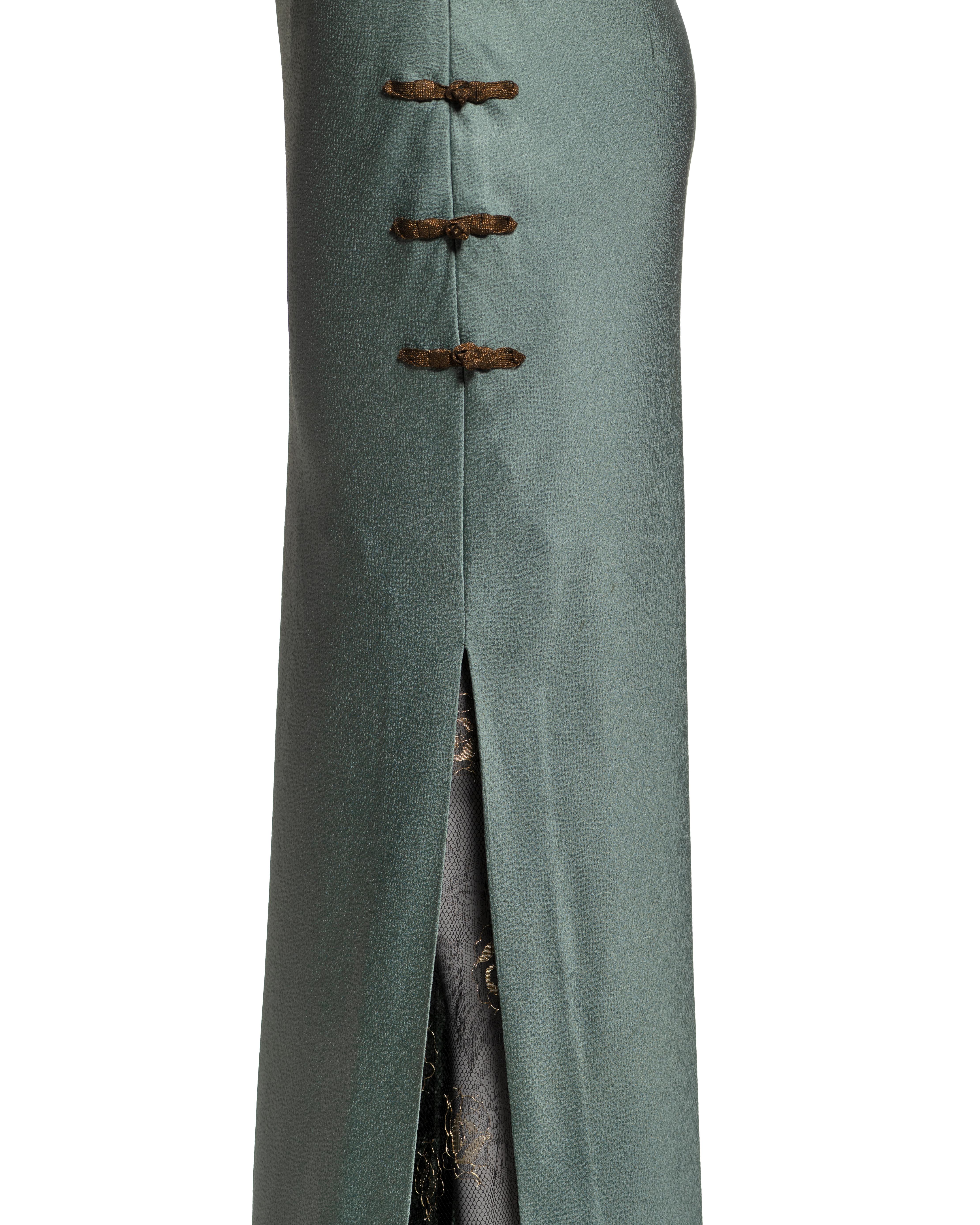 Christian Dior by John Galliano Green Knit and Satin Evening Ensemble, SS 1999 For Sale 2