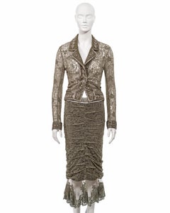 Christian Dior by John Galliano green lace beaded skirt suit, fw 2003