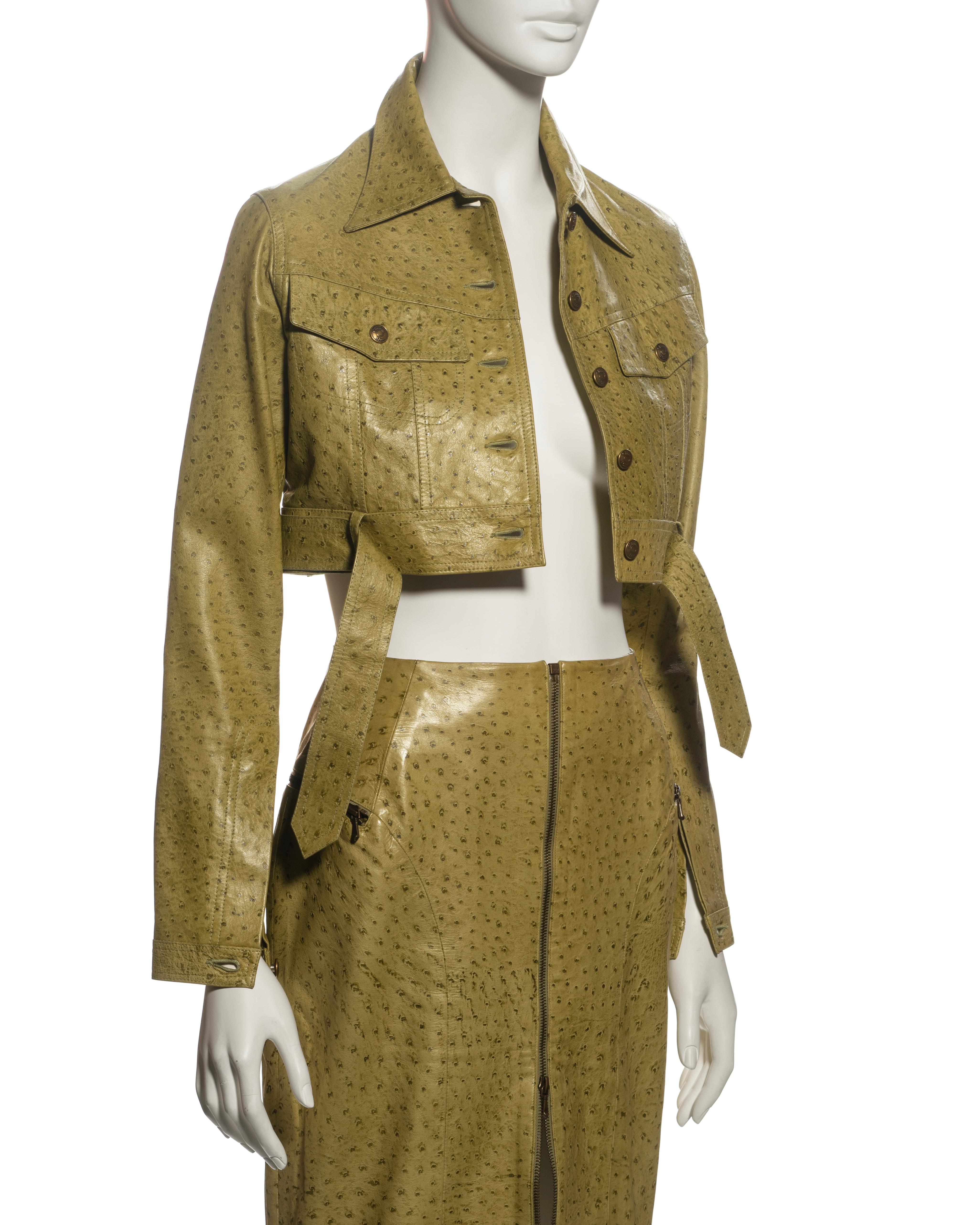 Christian Dior by John Galliano Green Lambskin Leather Jacket and Skirt, fw 2000 4